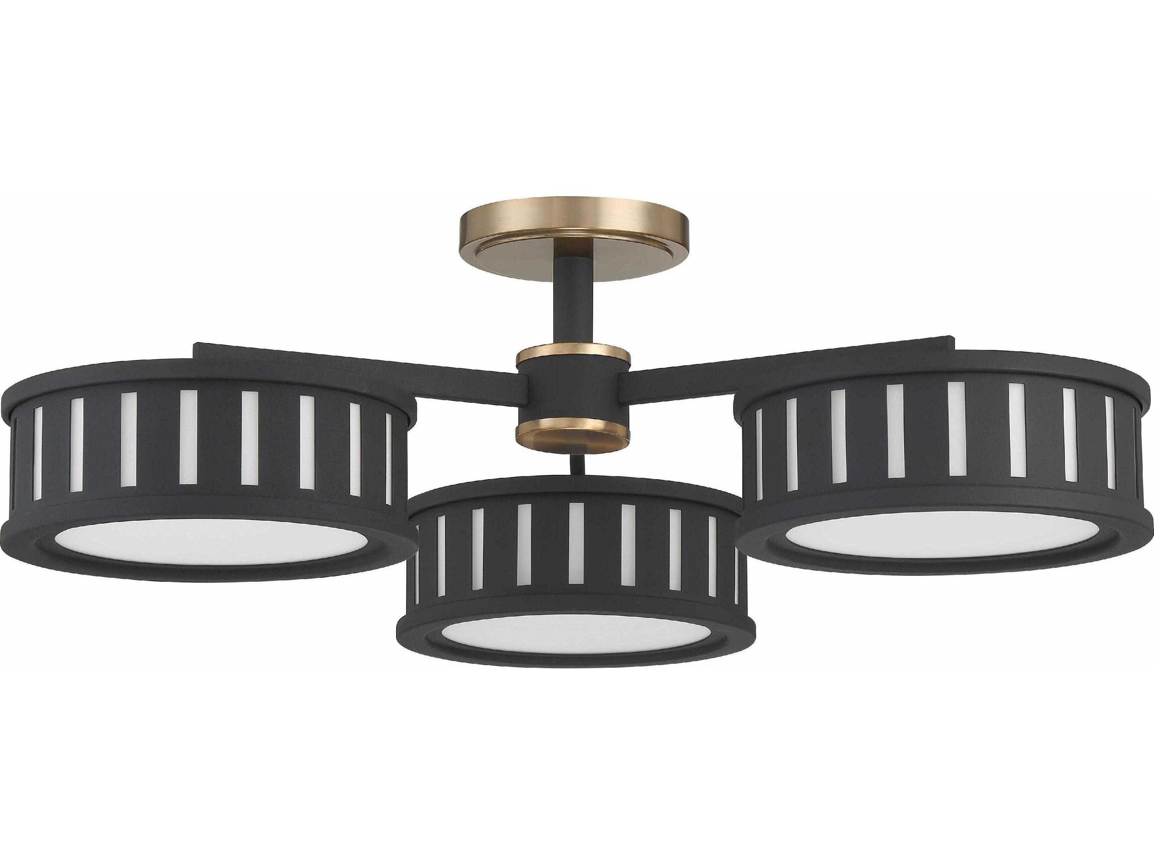 Crystorama Kendal 6-Light Vibrant Gold Black Forged Glass Drum Semi Flush Mount