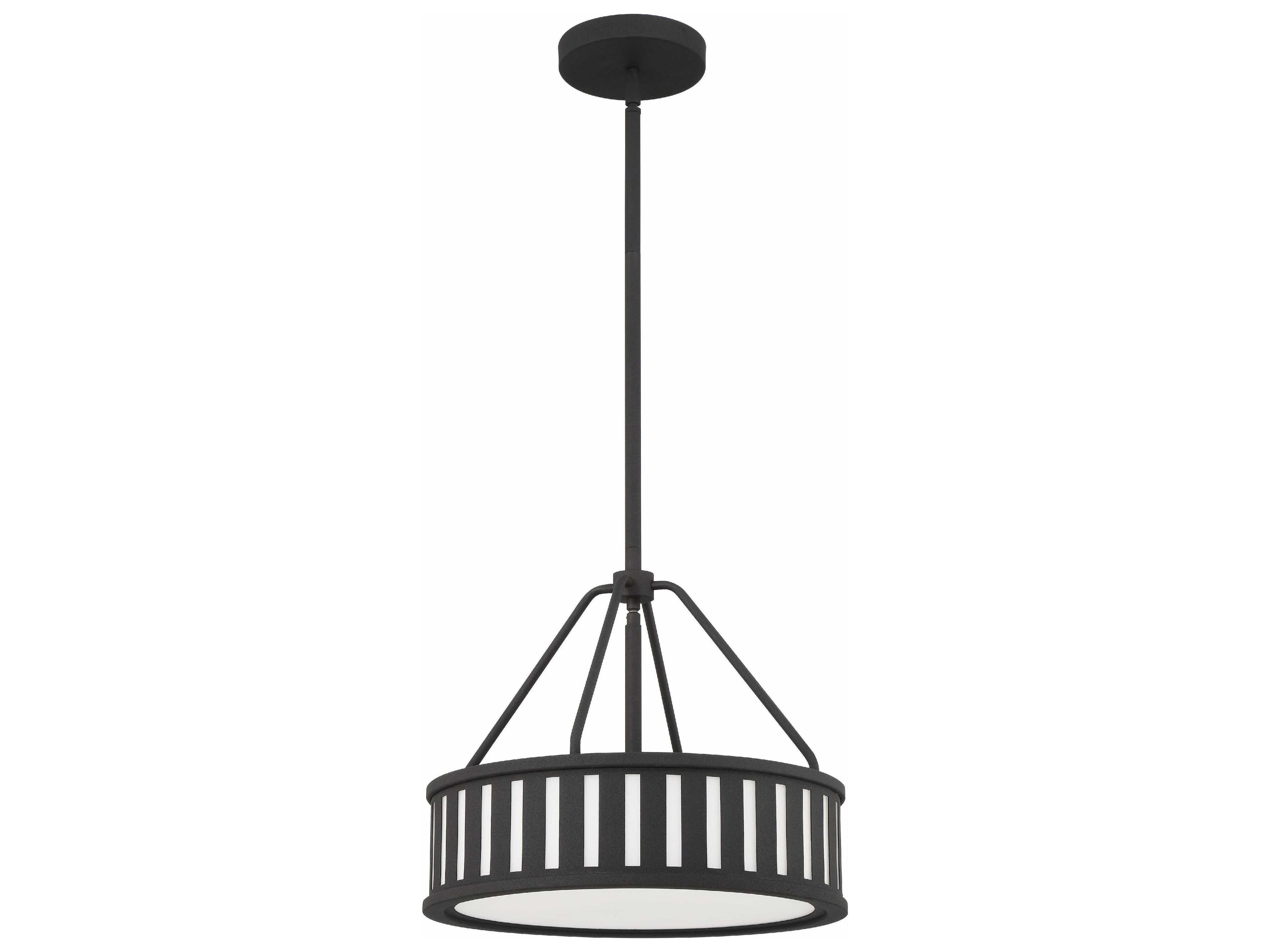 Crystorama Kendal 3-Light Black Forged Glass Drum Pendant