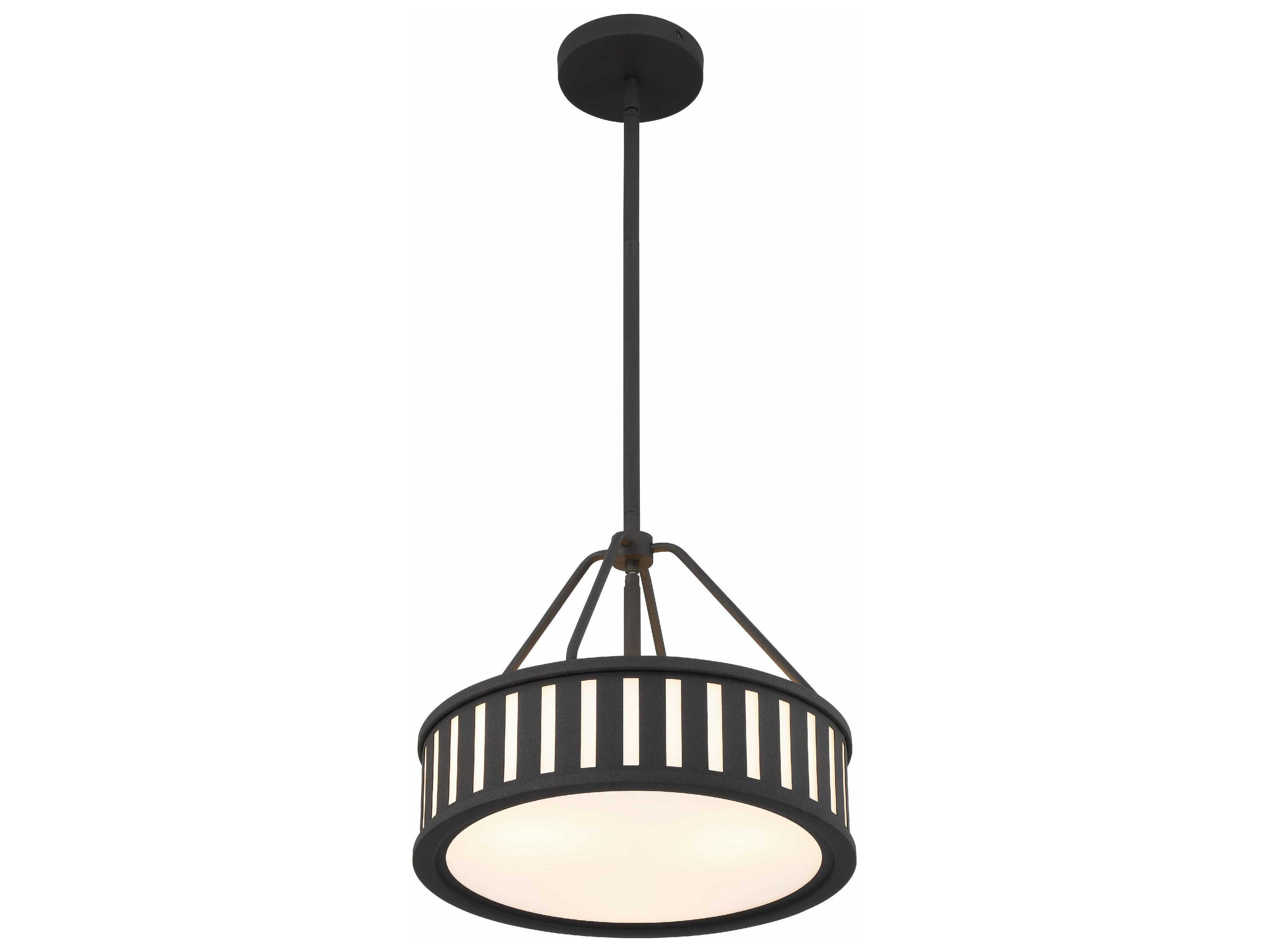 Crystorama Kendal 3-Light Black Forged Glass Drum Pendant