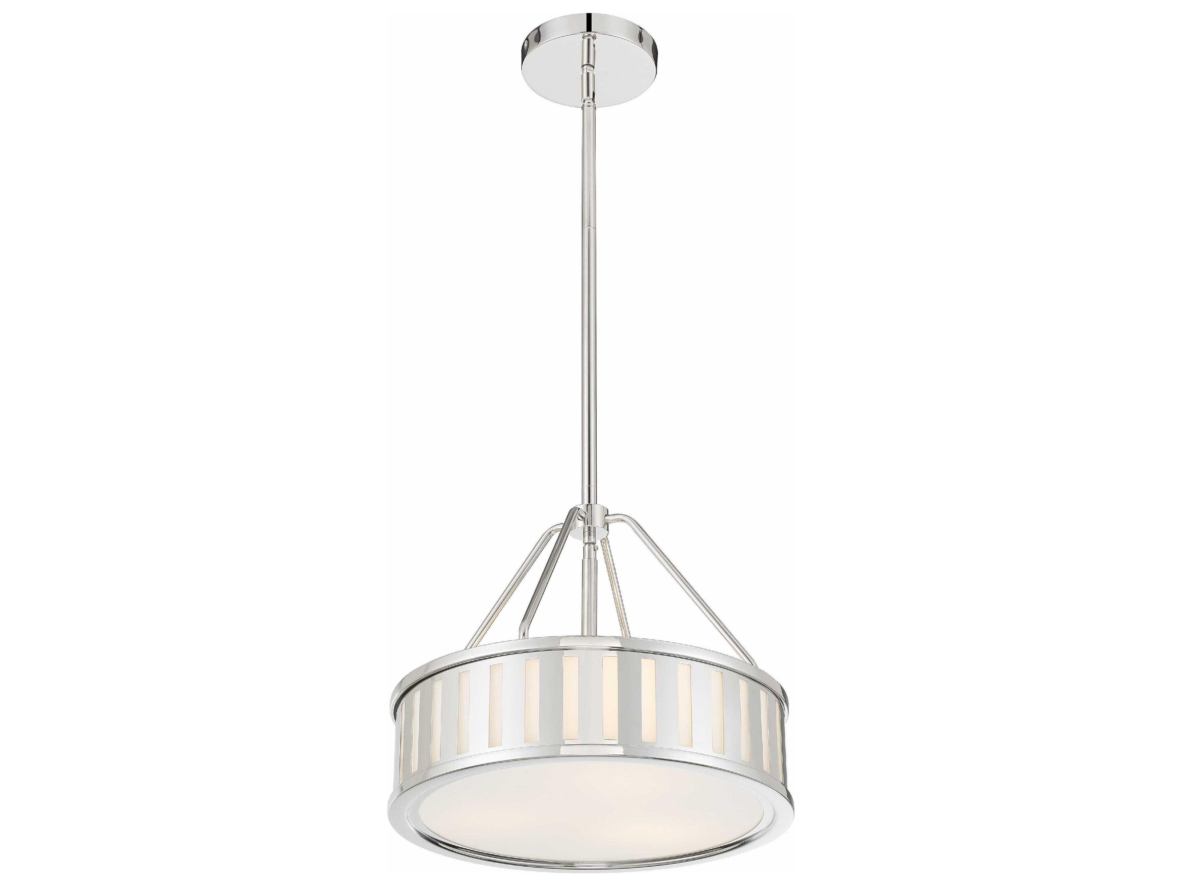 Crystorama Kendal 3-Light Polished Nickel Glass Drum Pendant