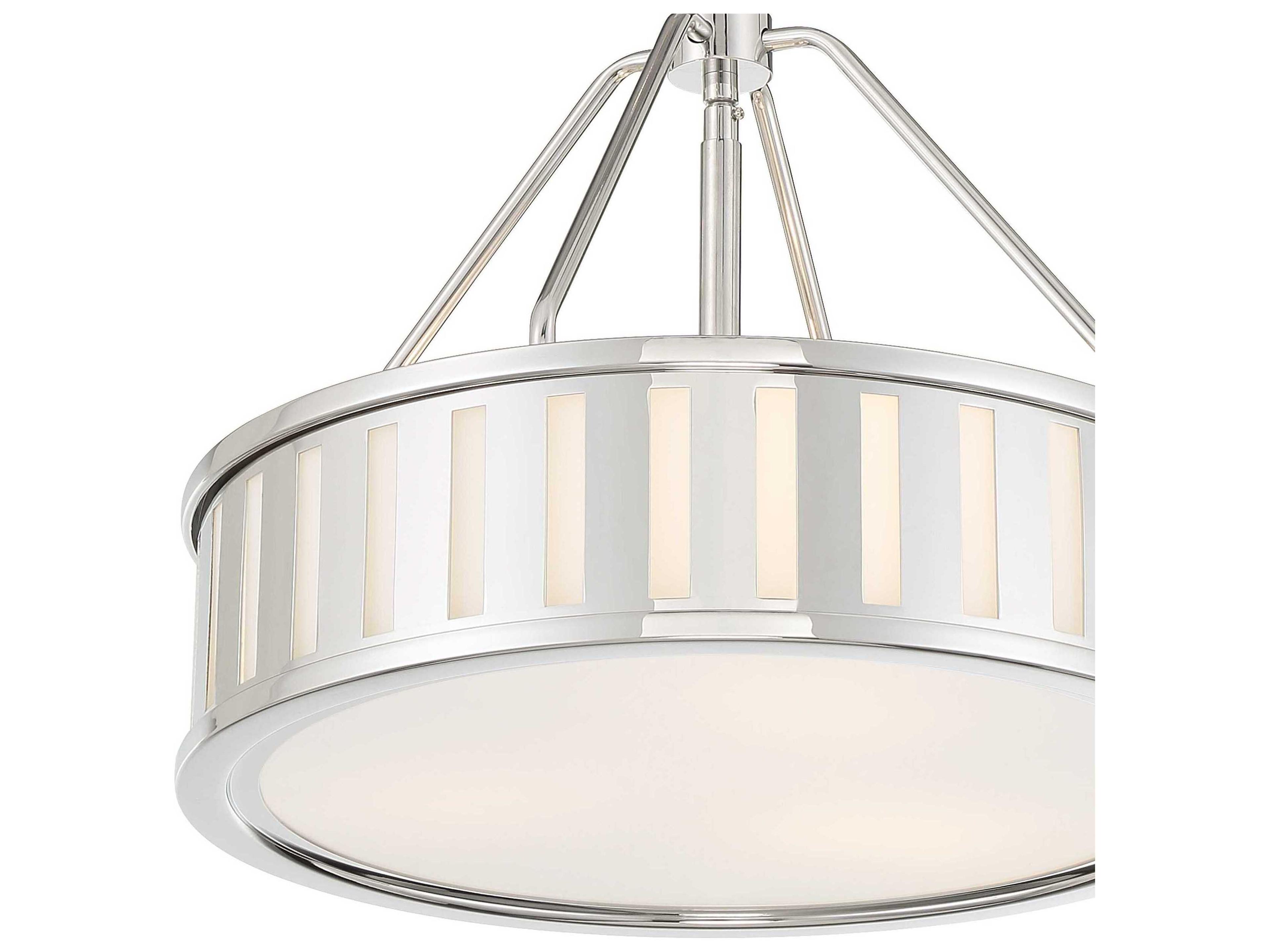 Crystorama Kendal 3-Light Polished Nickel Glass Drum Pendant