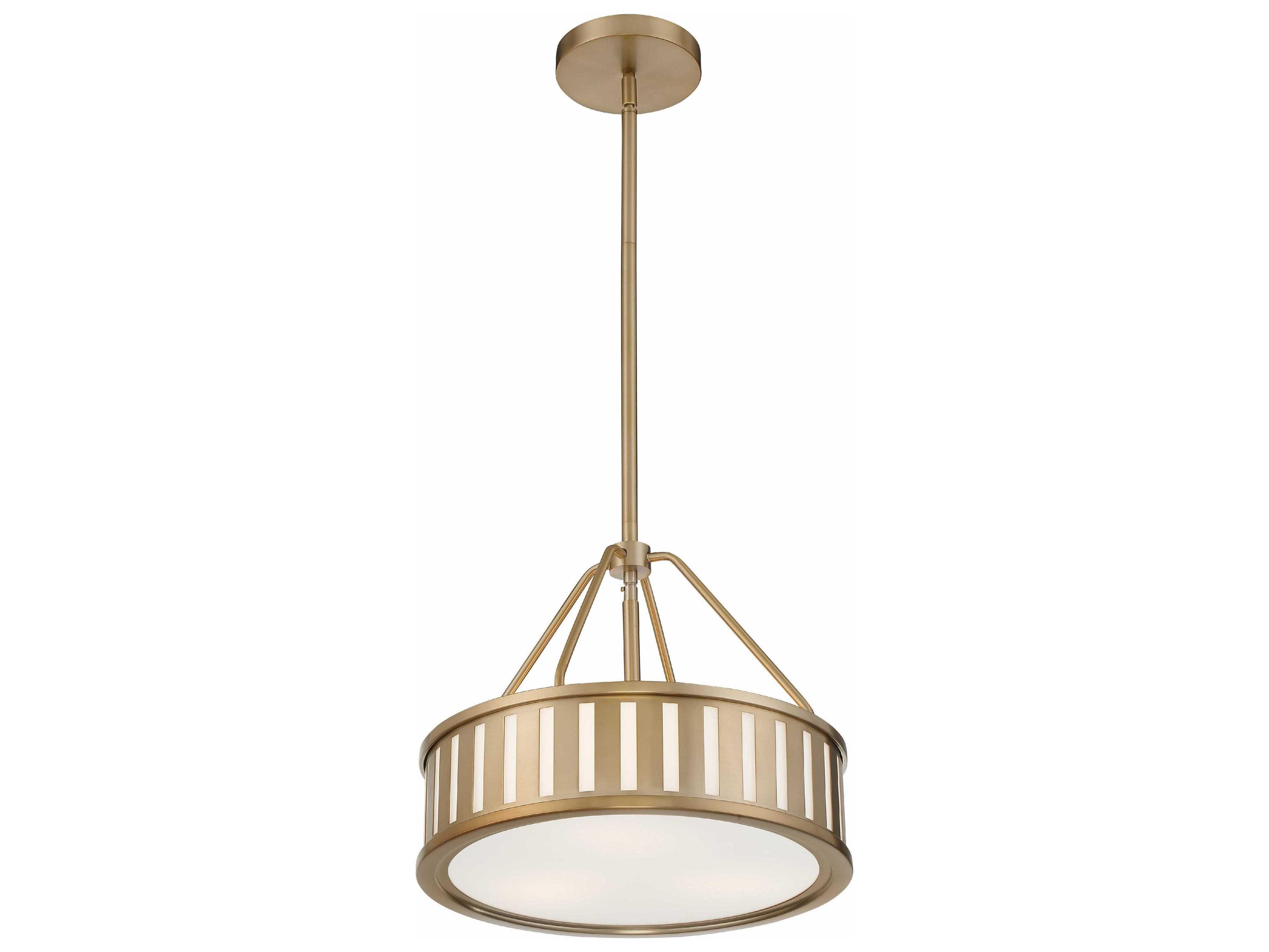 Crystorama Kendal 3-Light Vibrant Gold Glass Drum Pendant