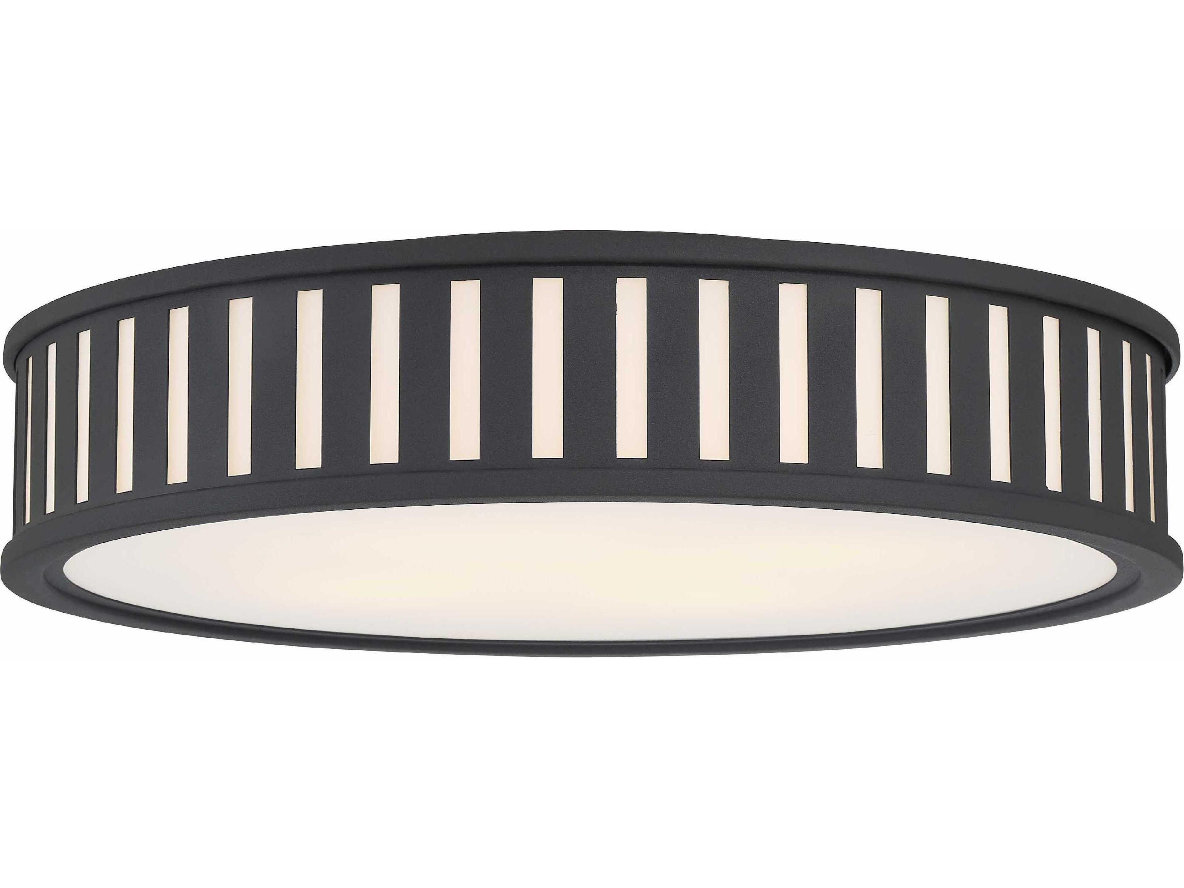 Kendal 4-Light Black Forged Glass Drum Flush Mount