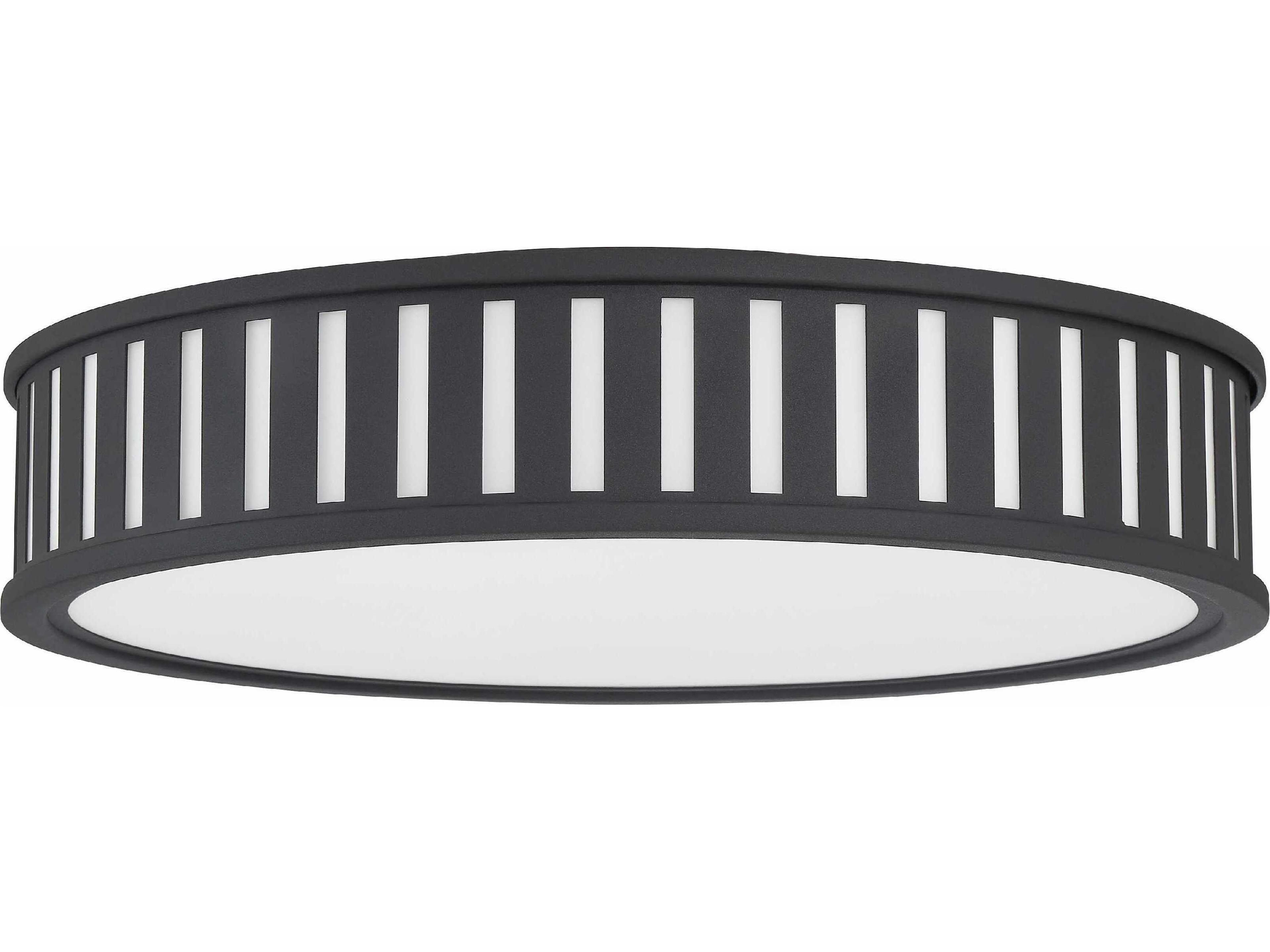 Crystorama Kendal 4-Light Black Forged Glass Drum Flush Mount