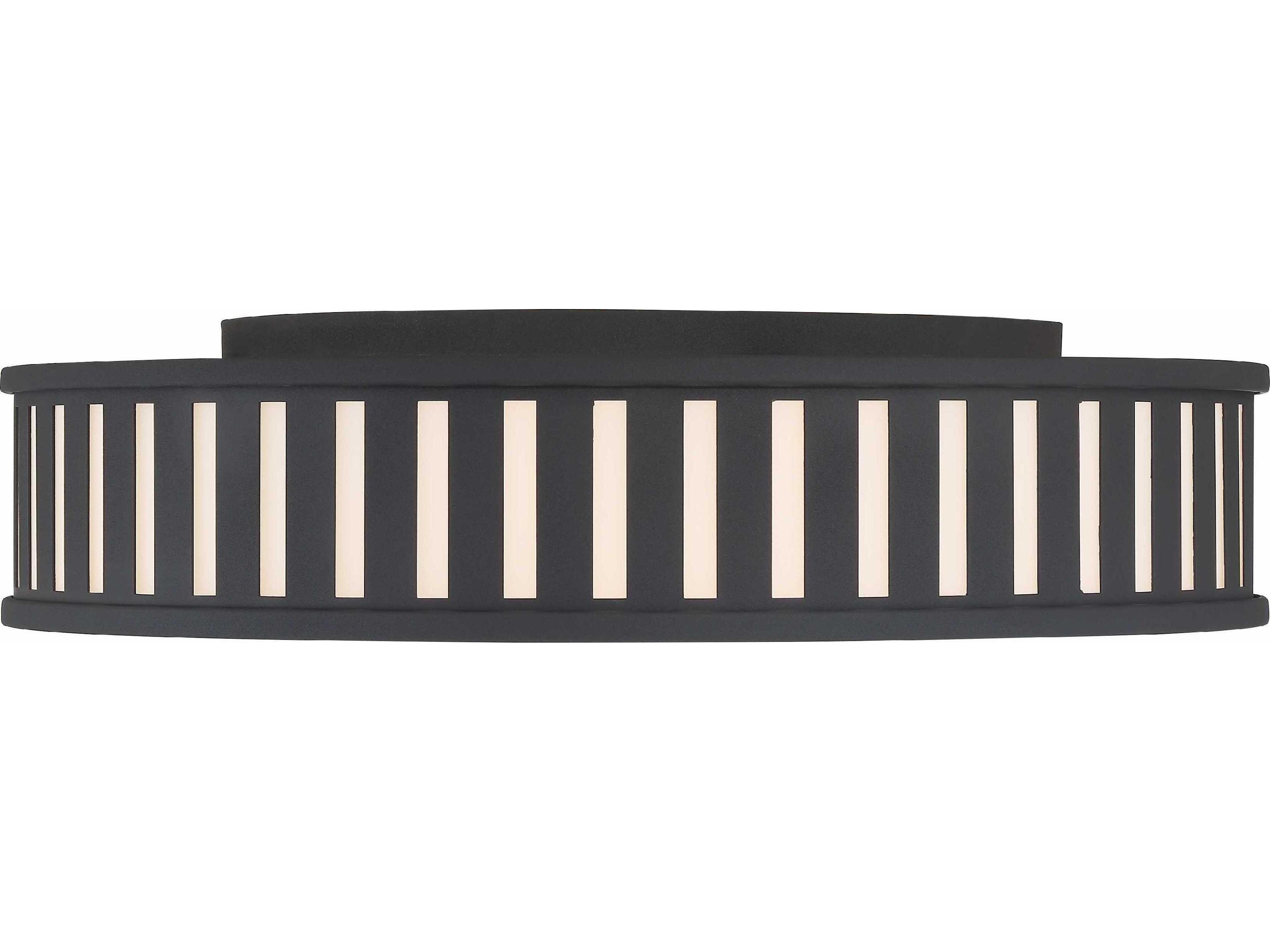 Crystorama Kendal 4-Light Black Forged Glass Drum Flush Mount