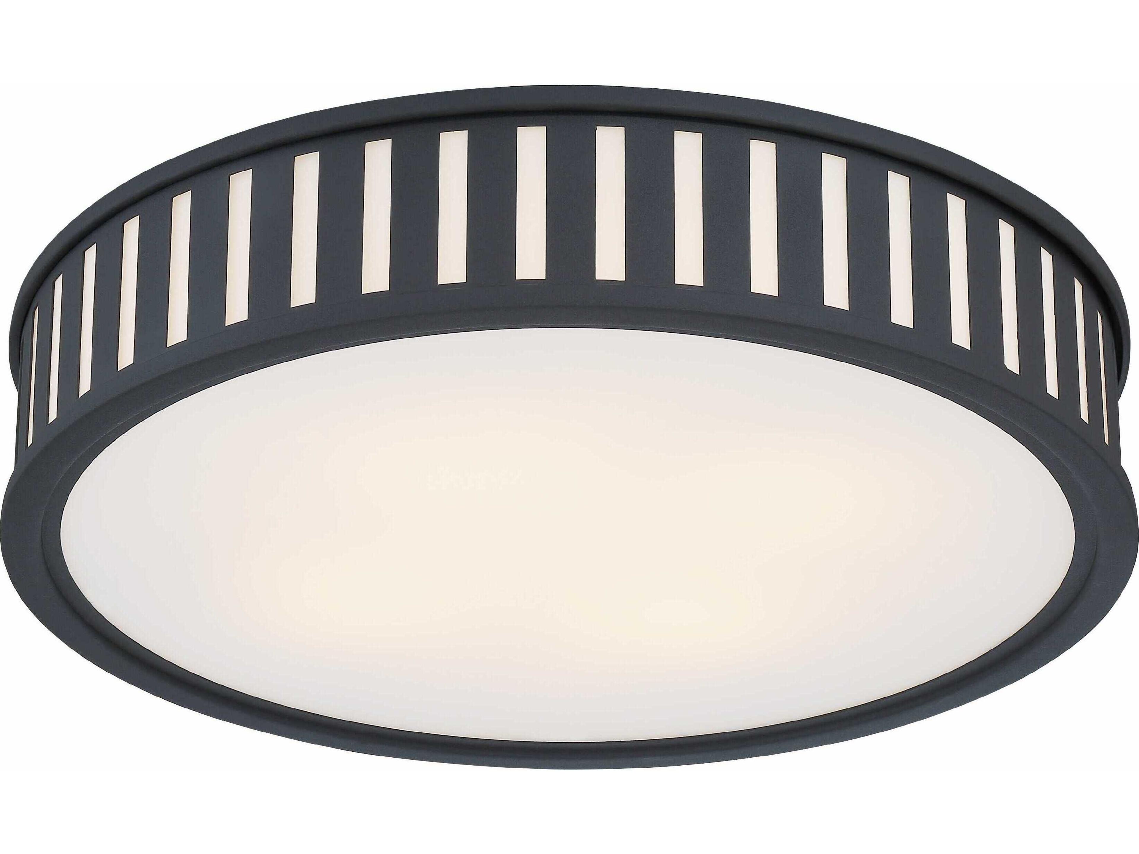 Crystorama Kendal 4-Light Black Forged Glass Drum Flush Mount