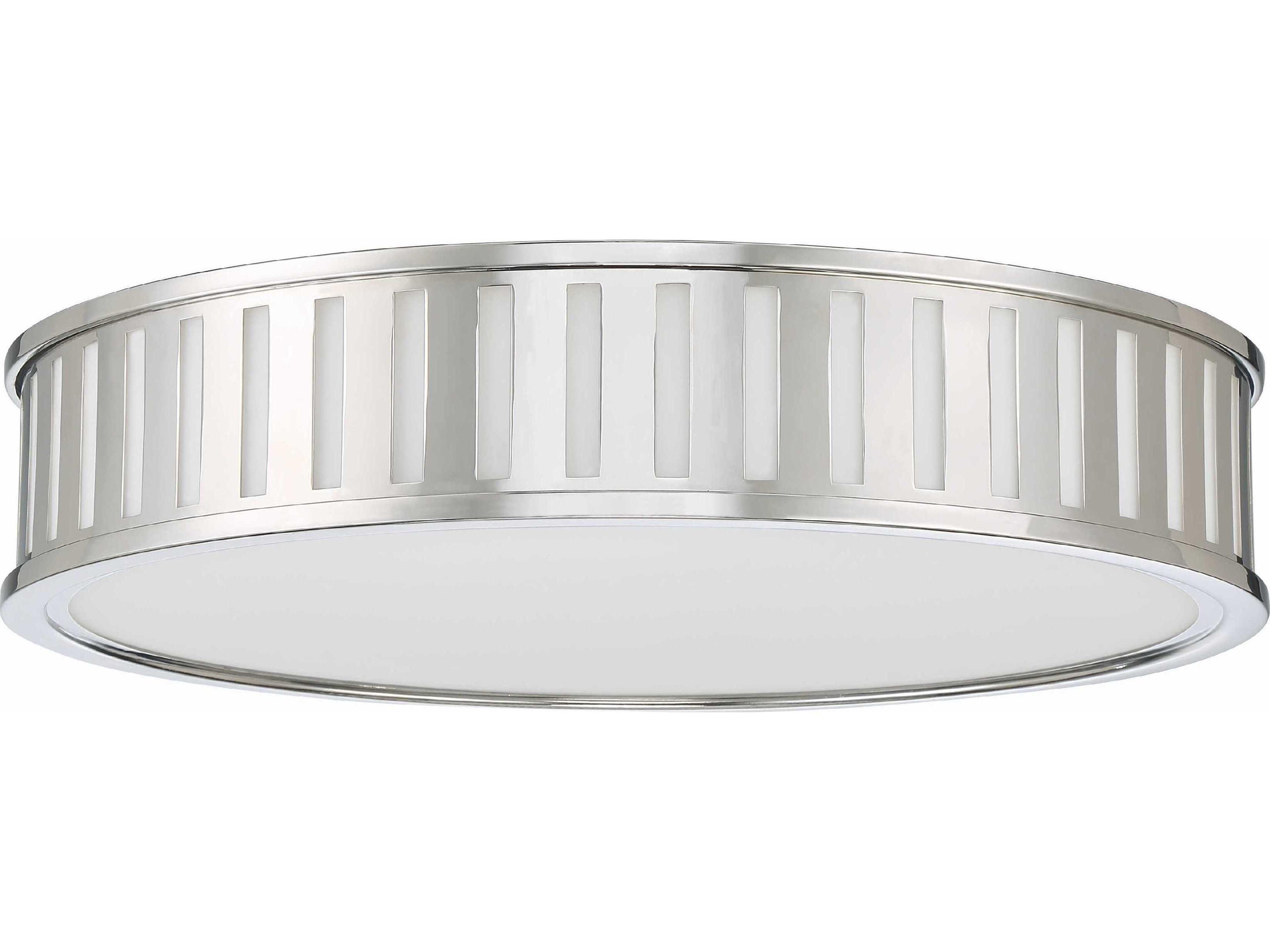 Crystorama Kendal 4-Light Polished Nickel Glass Drum Flush Mount
