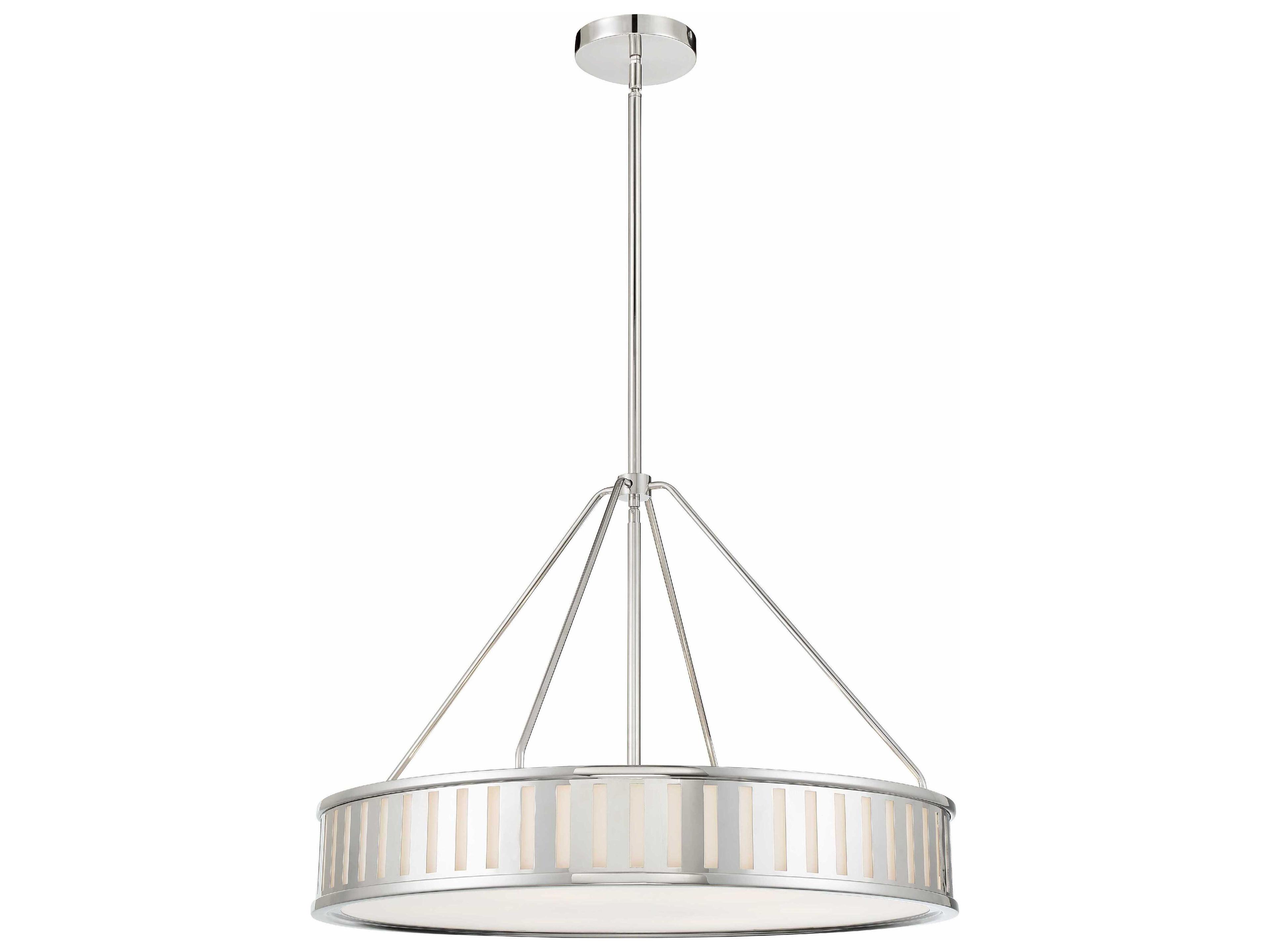 Kendal 6-Light Polished Nickel Glass Drum Pendant