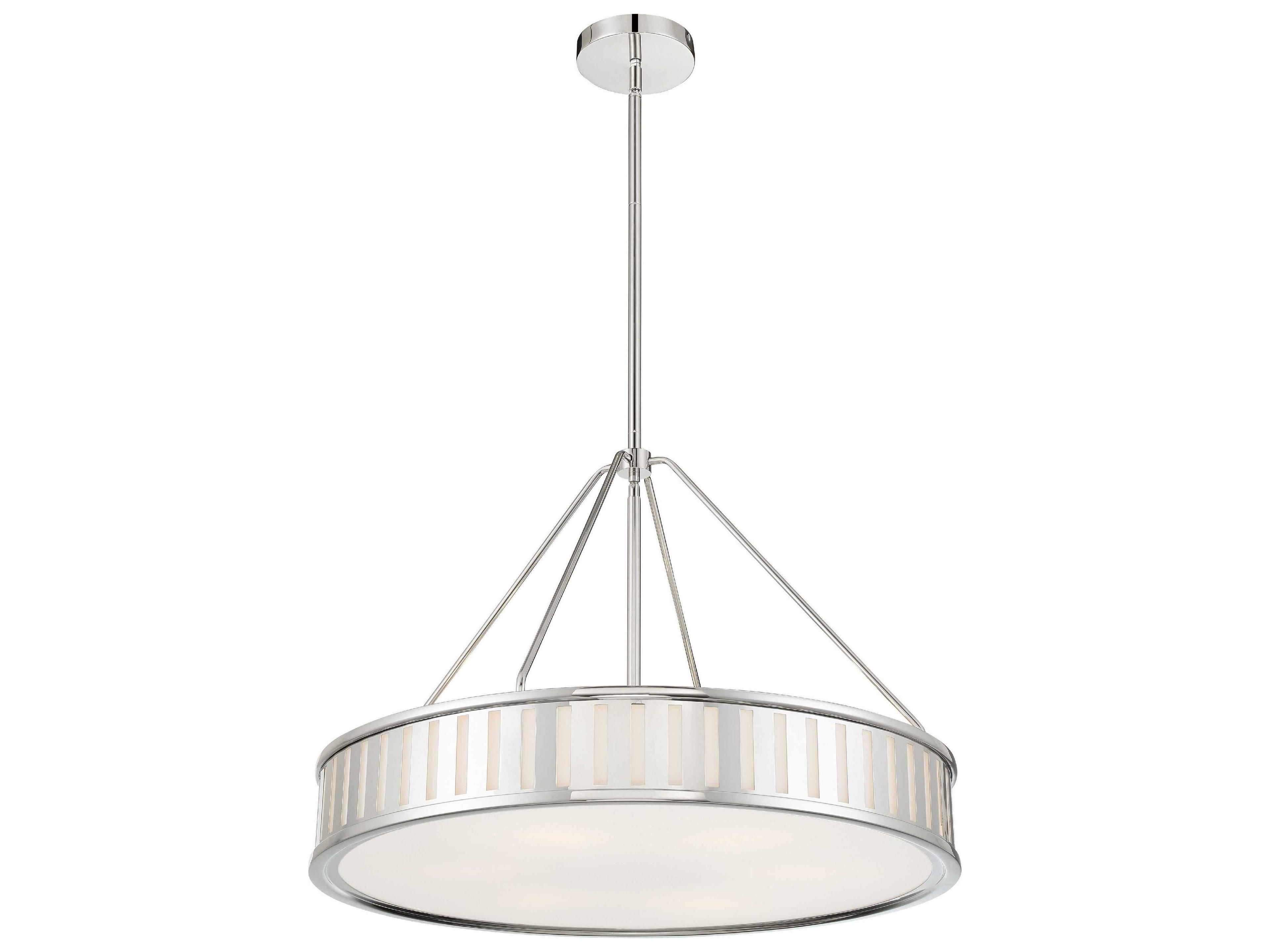 Crystorama Kendal 6-Light Polished Nickel Glass Drum Pendant