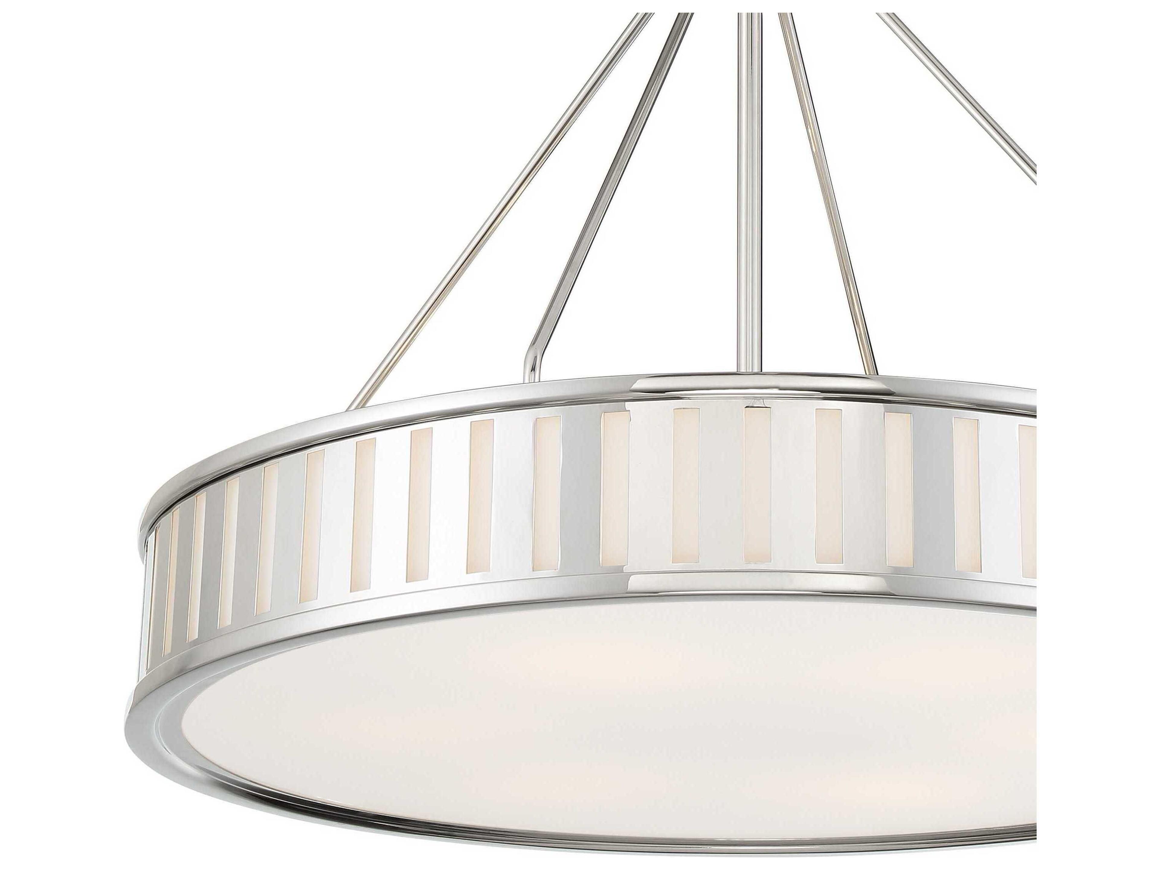 Crystorama Kendal 6-Light Polished Nickel Glass Drum Pendant