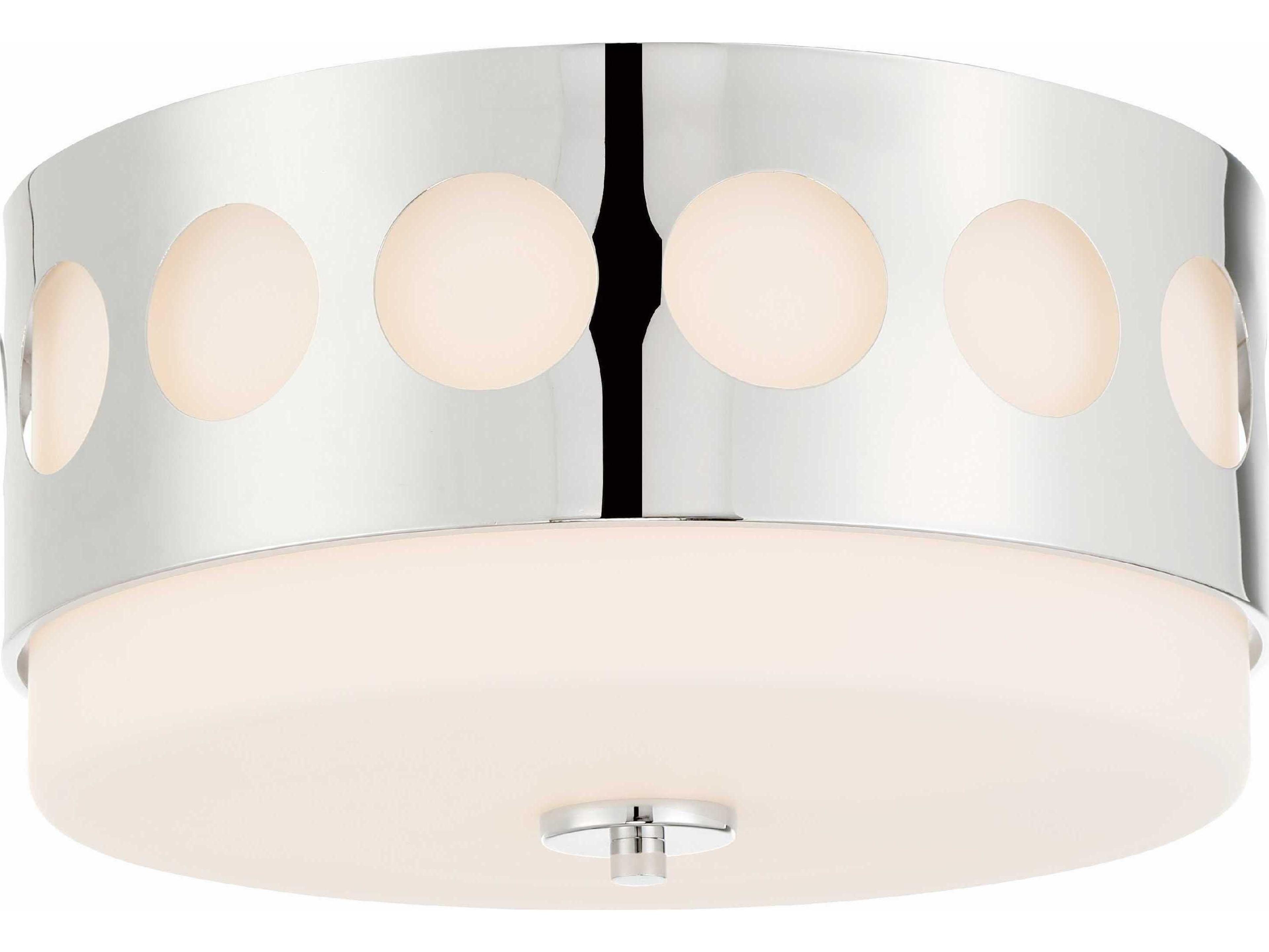 Kirby 2-Light Polished Nickel Glass Drum Flush Mount