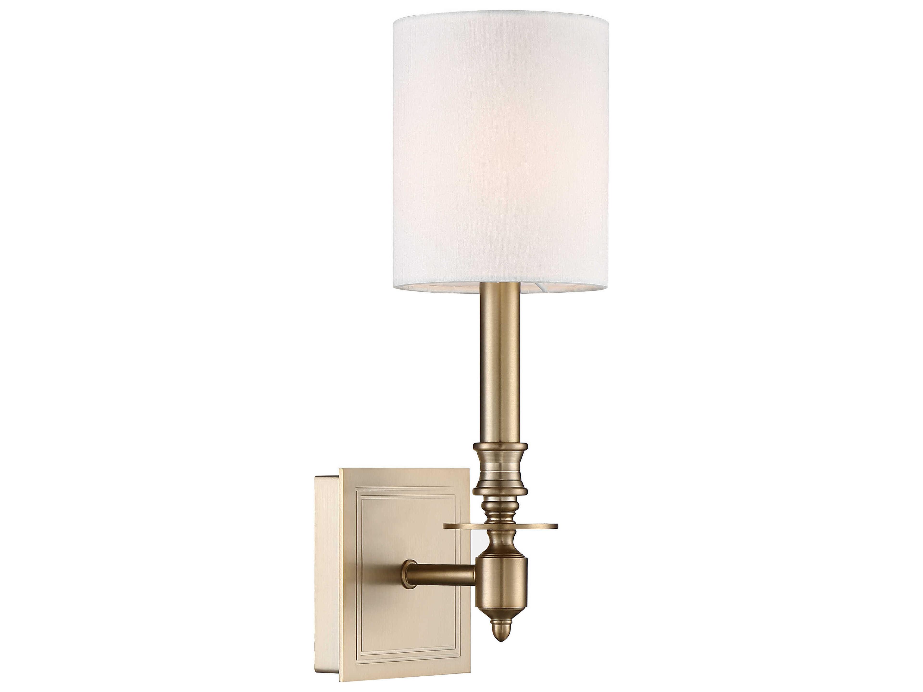 Crystorama Lloyd 1-Light Aged Brass White Wall Sconce