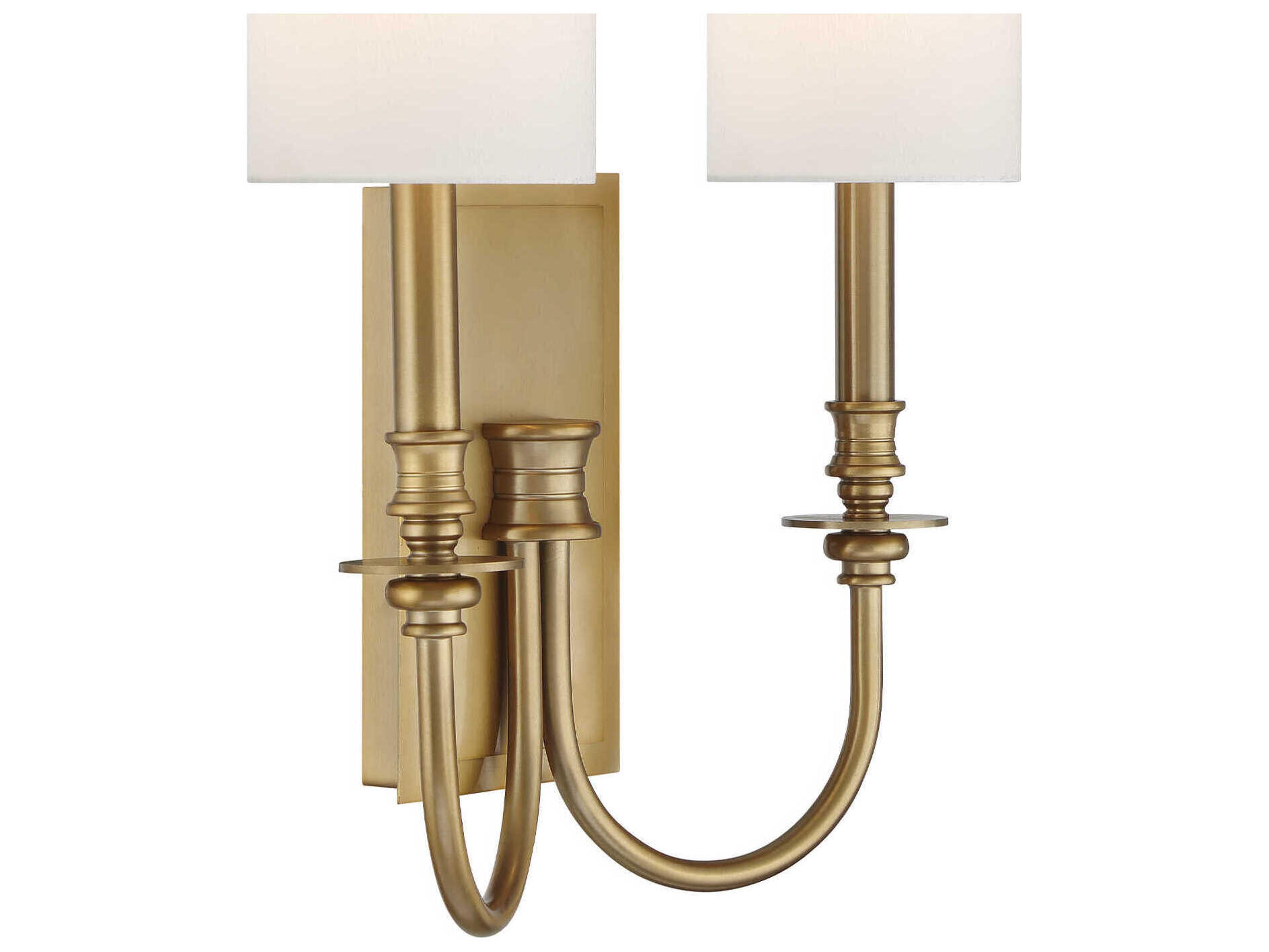 Crystorama Lloyd 2-Light Aged Brass Traditional Wall Sconce