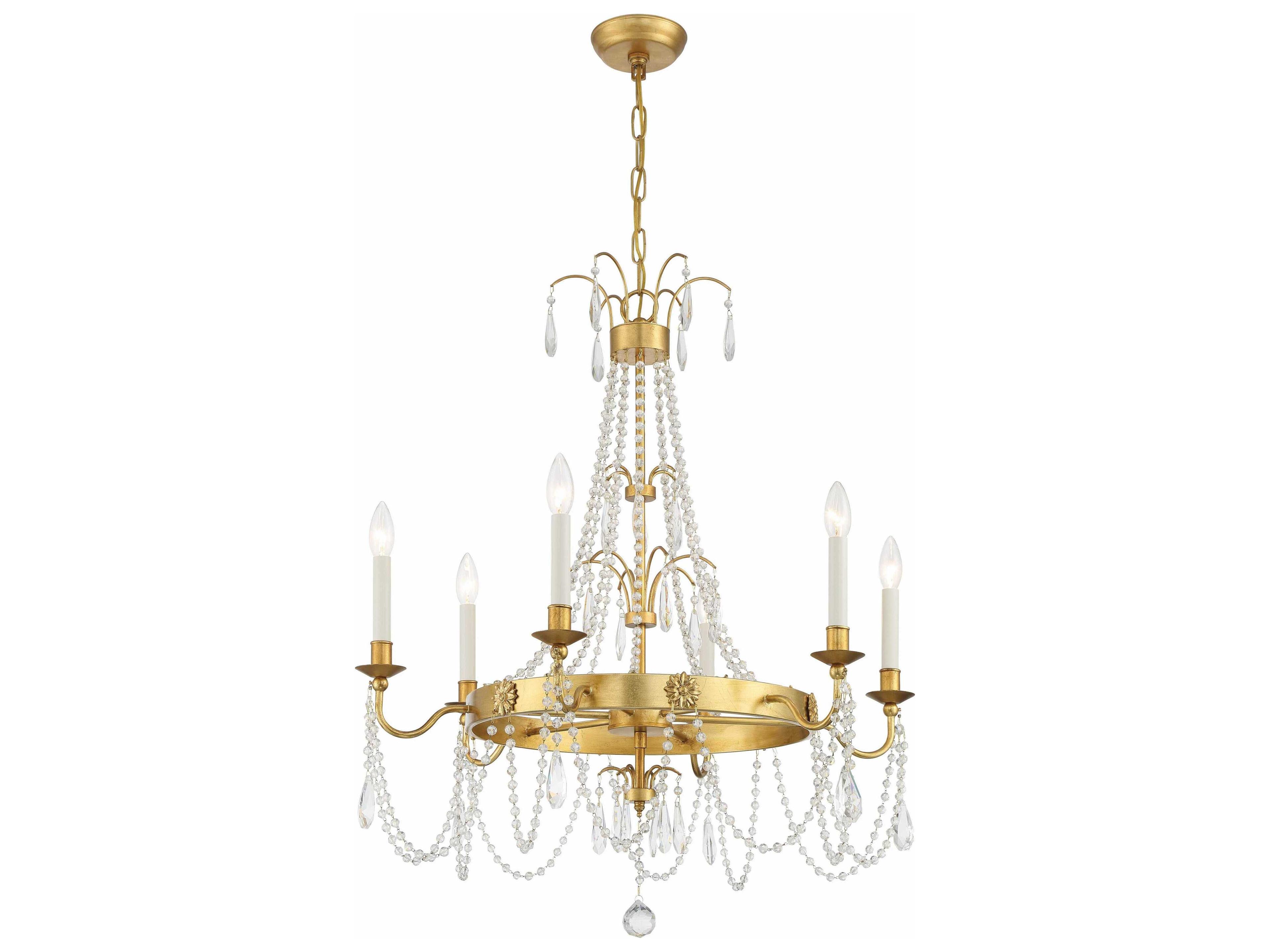 Crystorama Maizey 6-Light Antique Gold Candelabra Chandelier