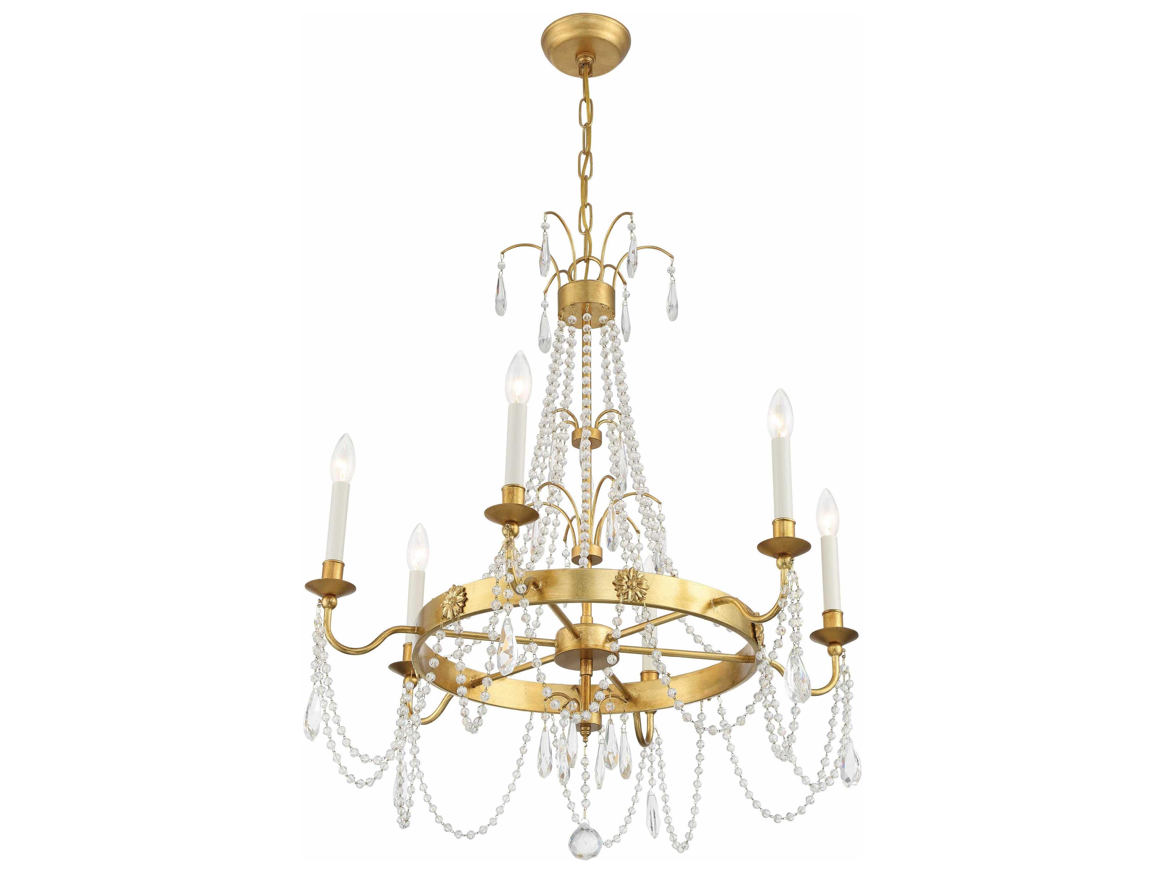 Crystorama Maizey 6-Light Antique Gold Candelabra Chandelier