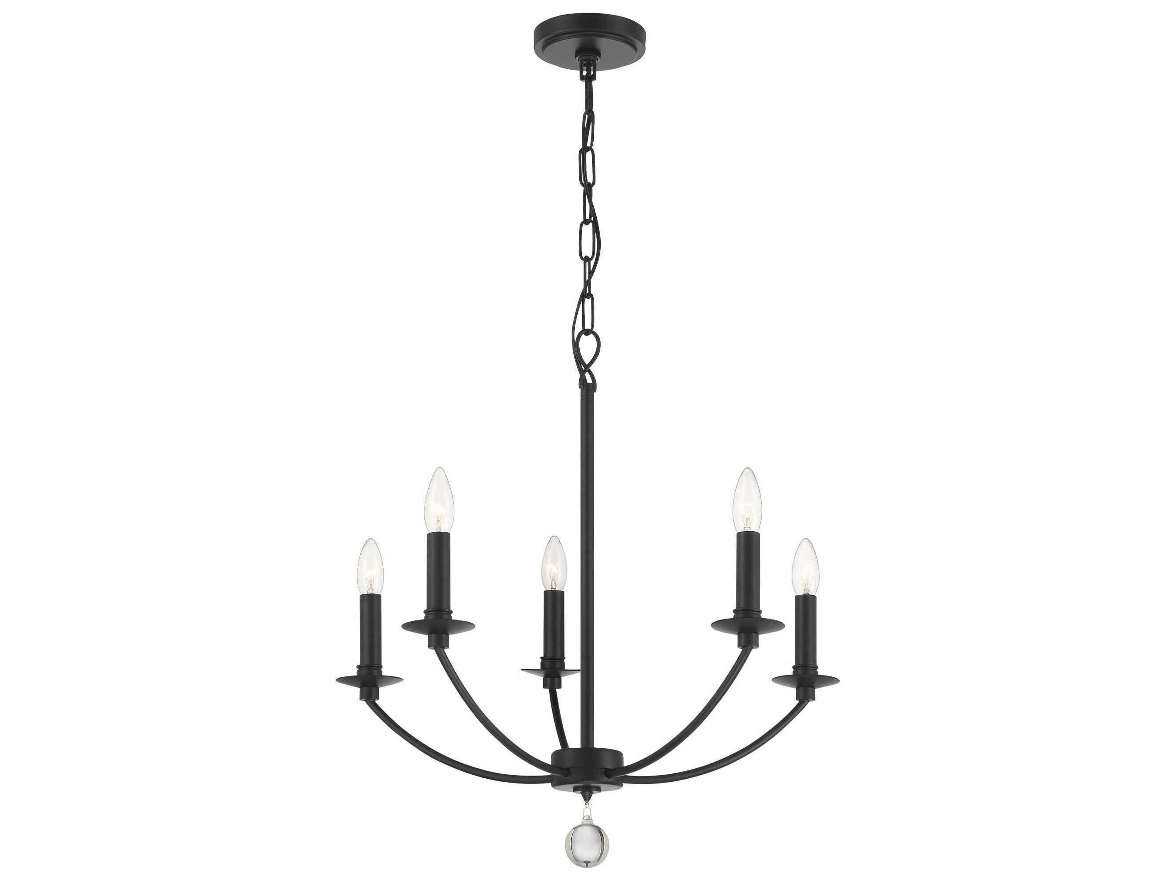 Crystorama Mila 5-Light Black Candelabra Chandelier