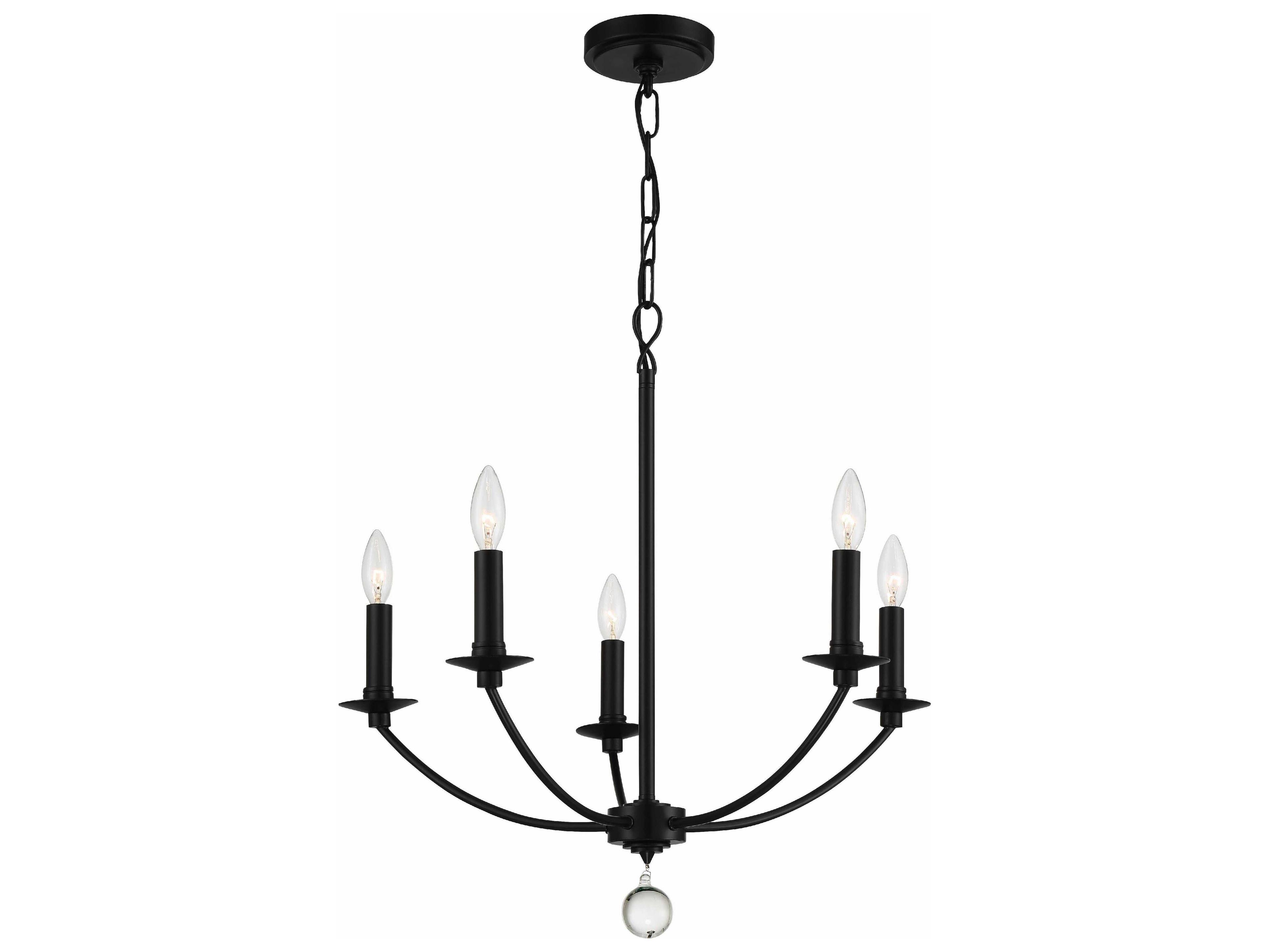 Crystorama Mila 5-Light Black Candelabra Chandelier