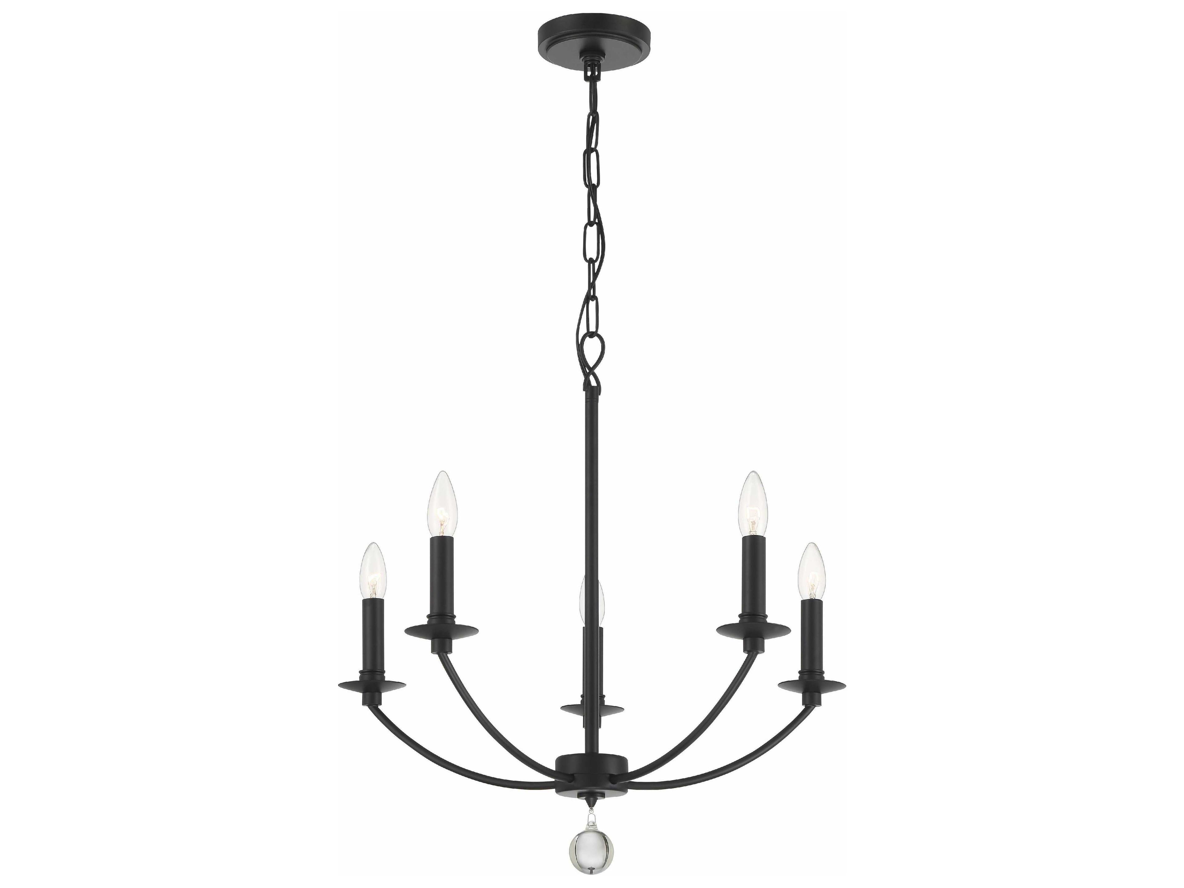 Crystorama Mila 5-Light Black Candelabra Chandelier
