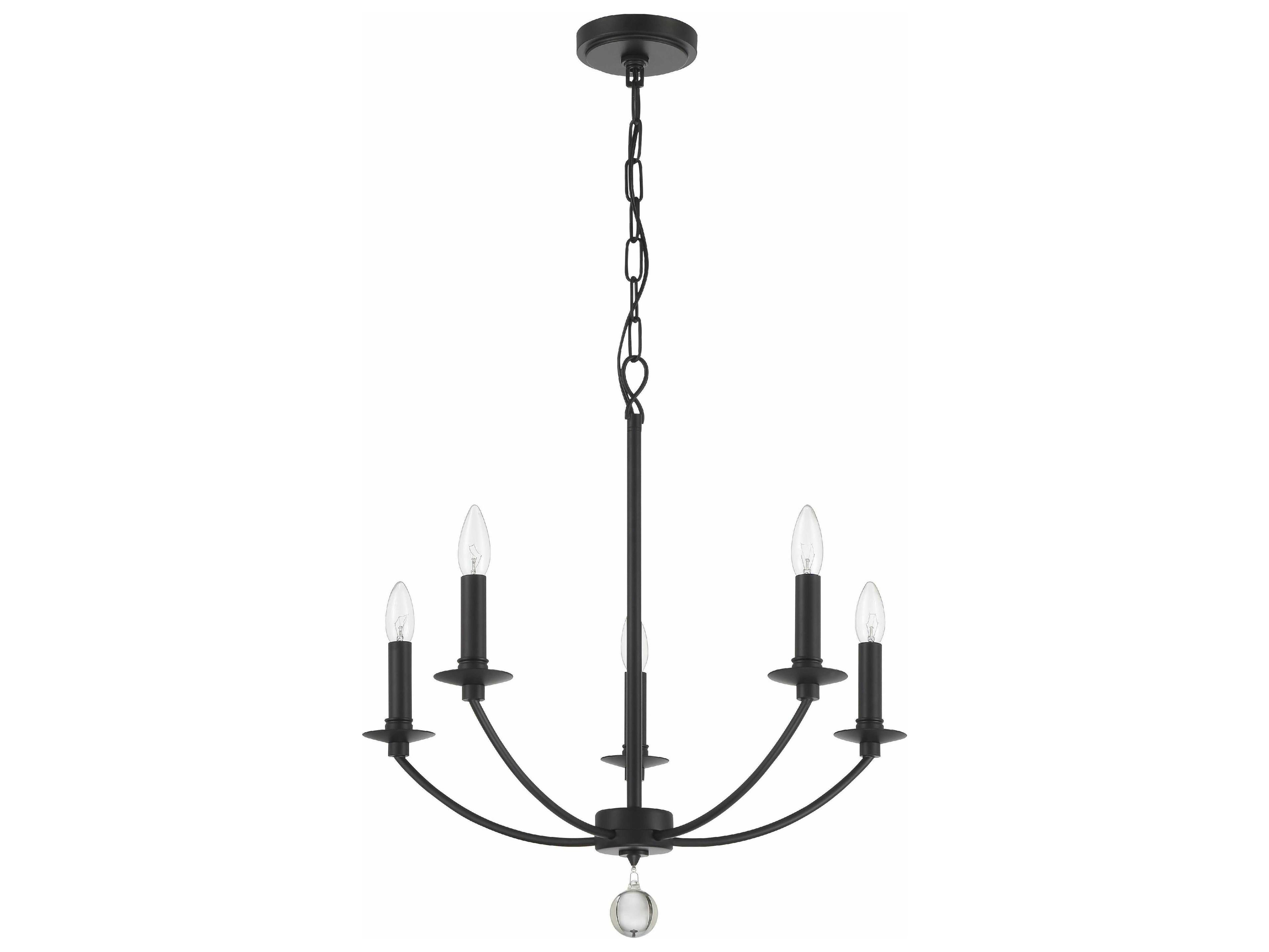 Crystorama Mila 5-Light Black Candelabra Chandelier
