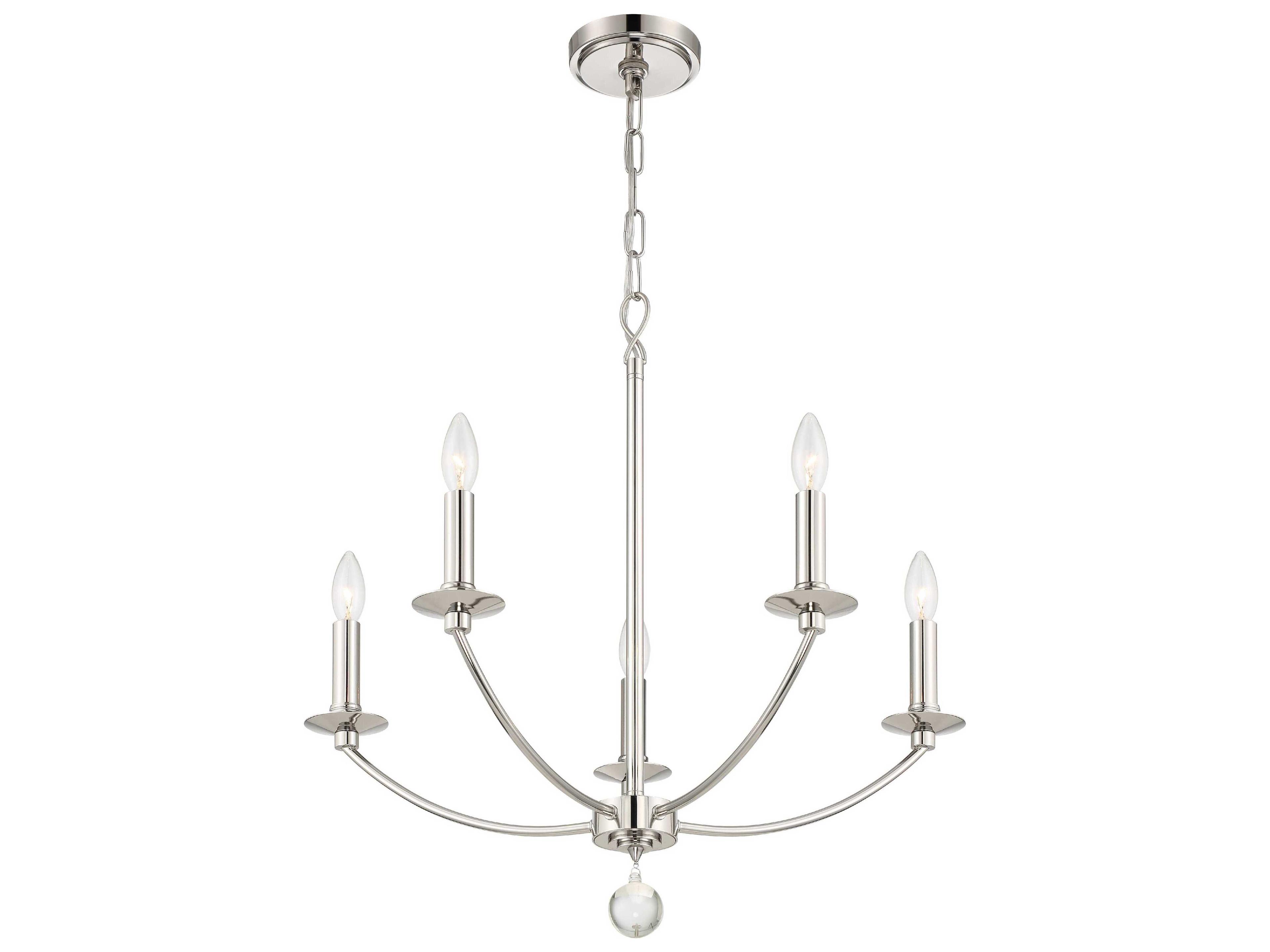 Crystorama Mila 5-Light Polished Nickel Crystal Candelabra Chandelier