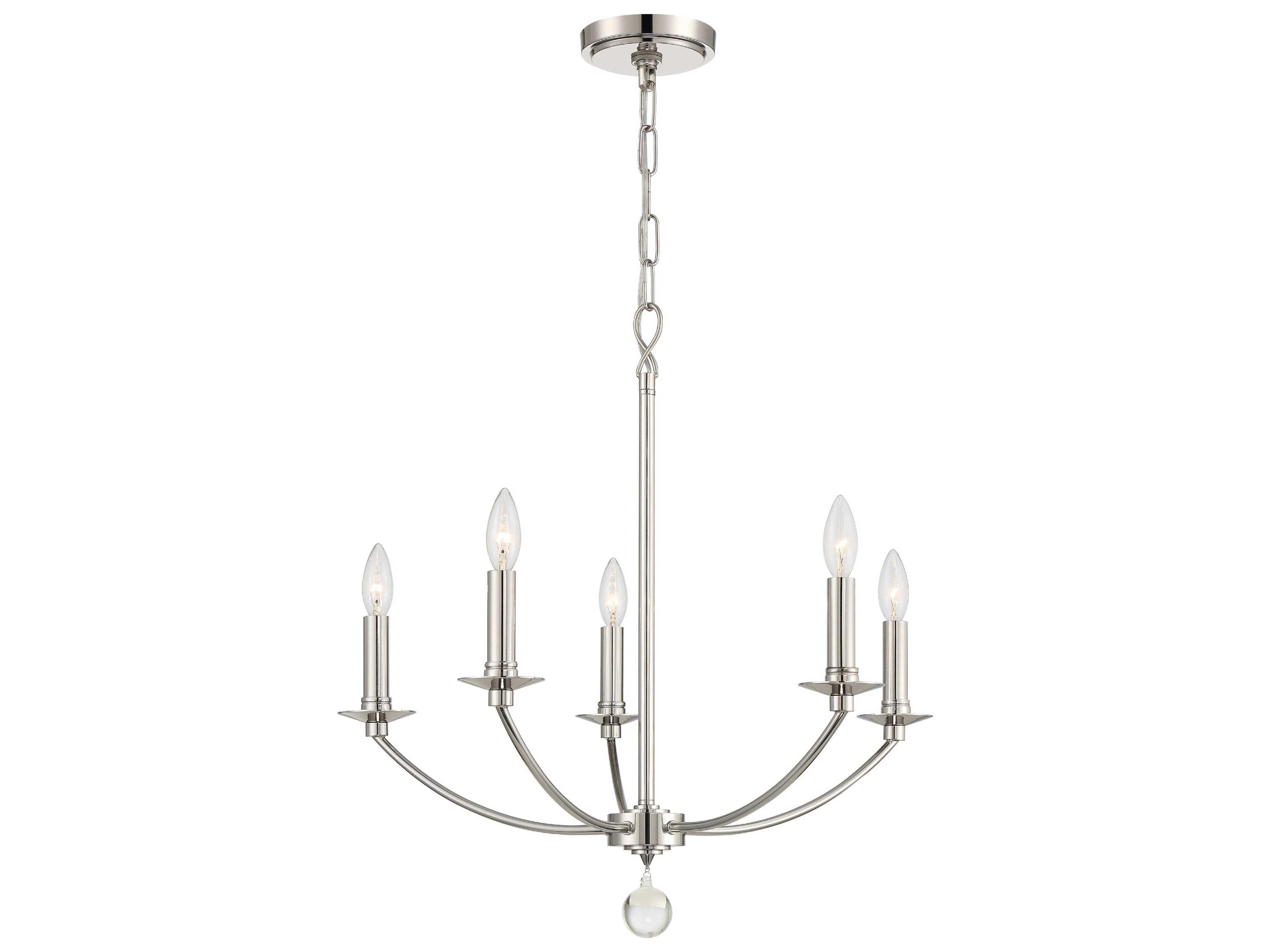 Crystorama Mila 5-Light Polished Nickel Crystal Candelabra Chandelier