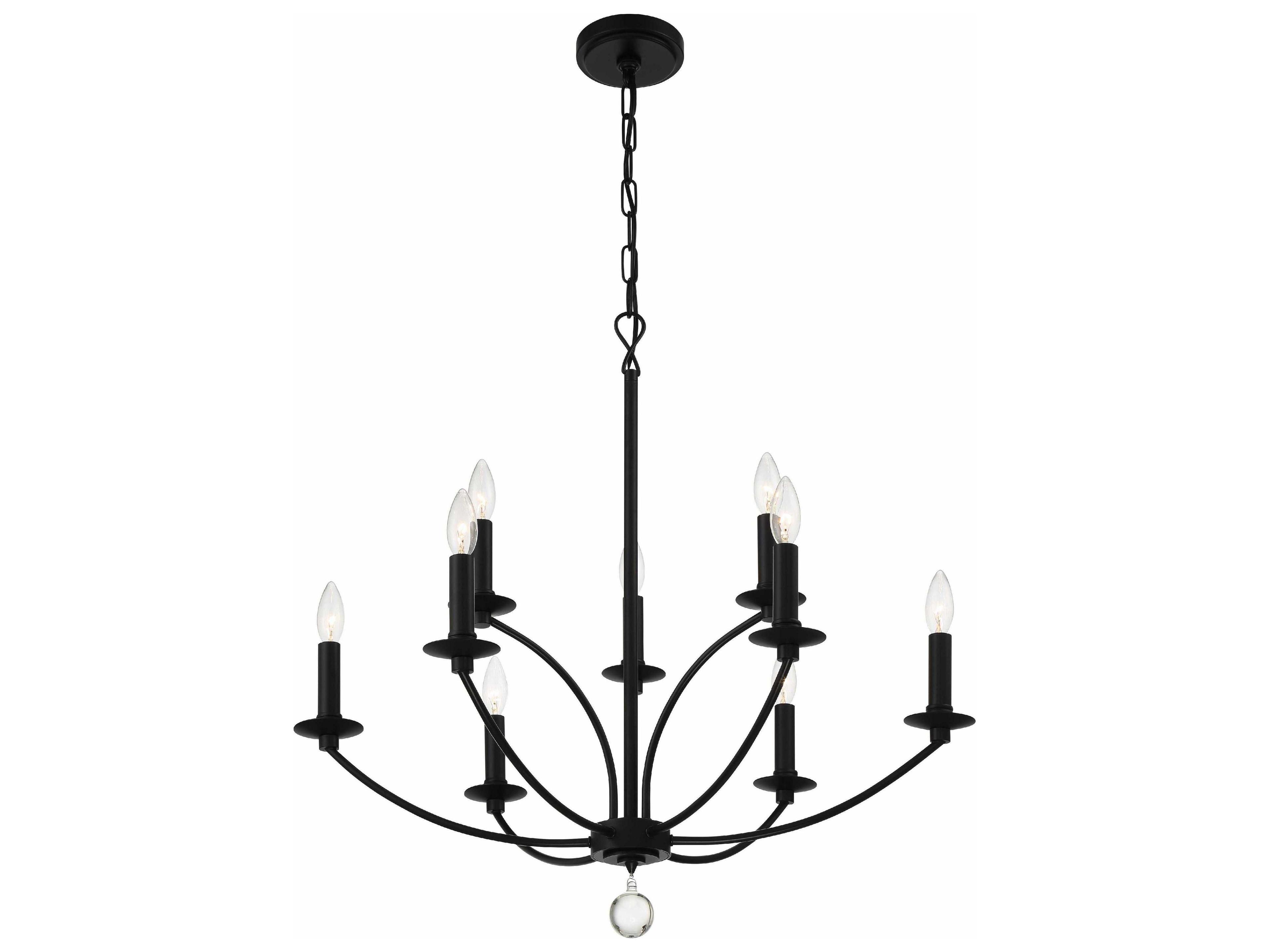 Crystorama Mila 9-Light Black Candelabra Tiered Chandelier
