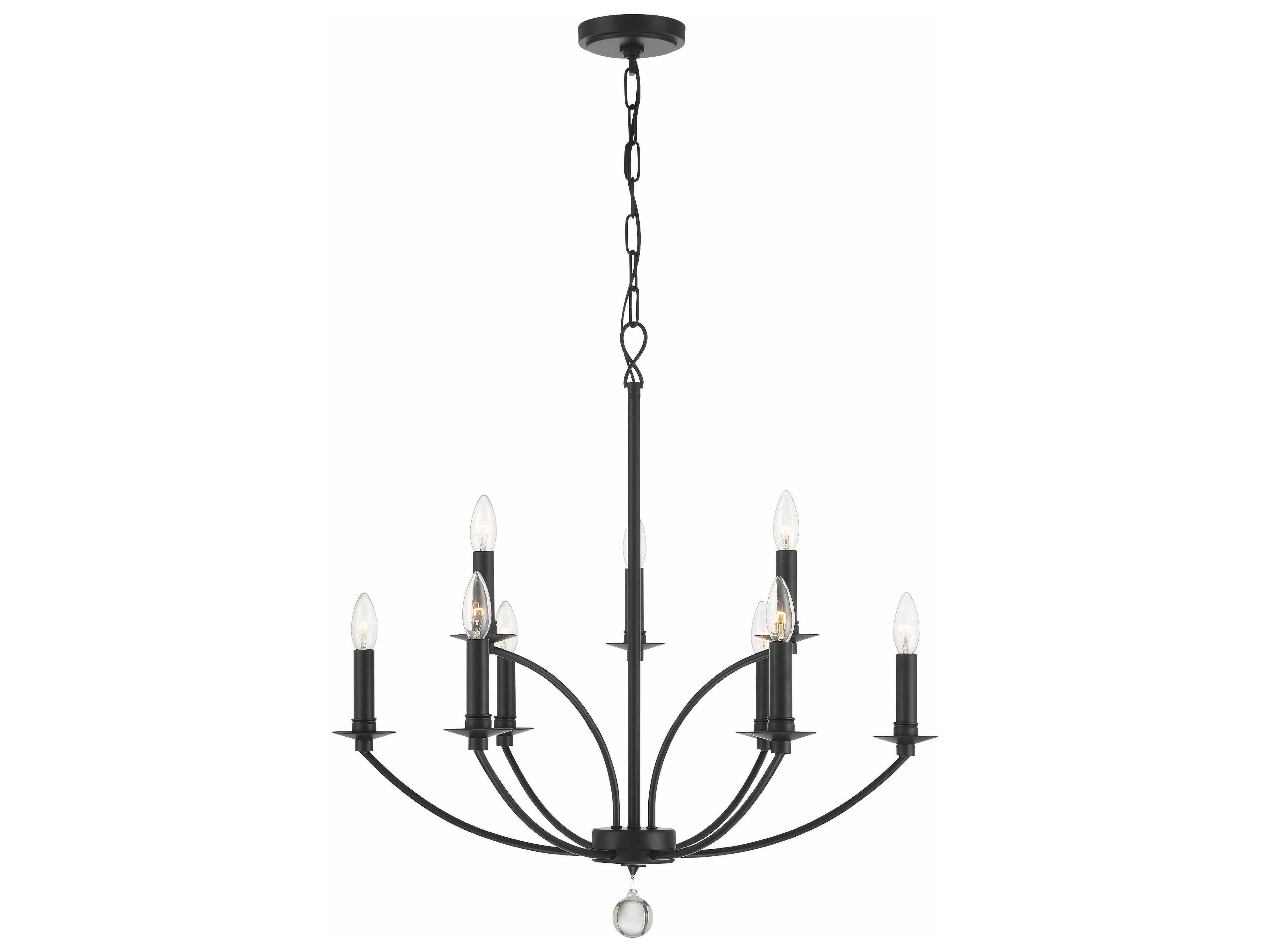 Crystorama Mila 9-Light Black Candelabra Tiered Chandelier