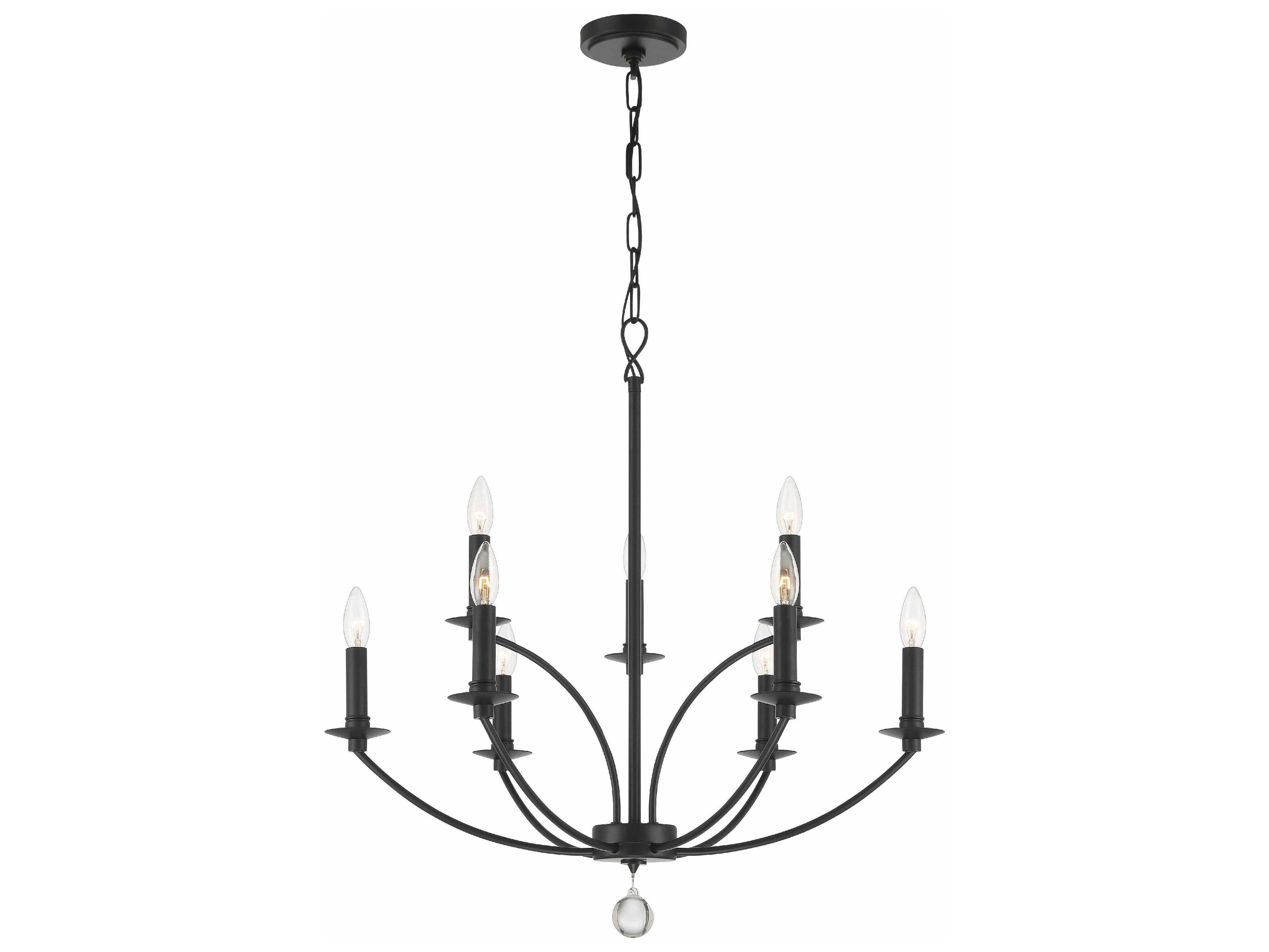 Crystorama Mila 9-Light Black Candelabra Tiered Chandelier