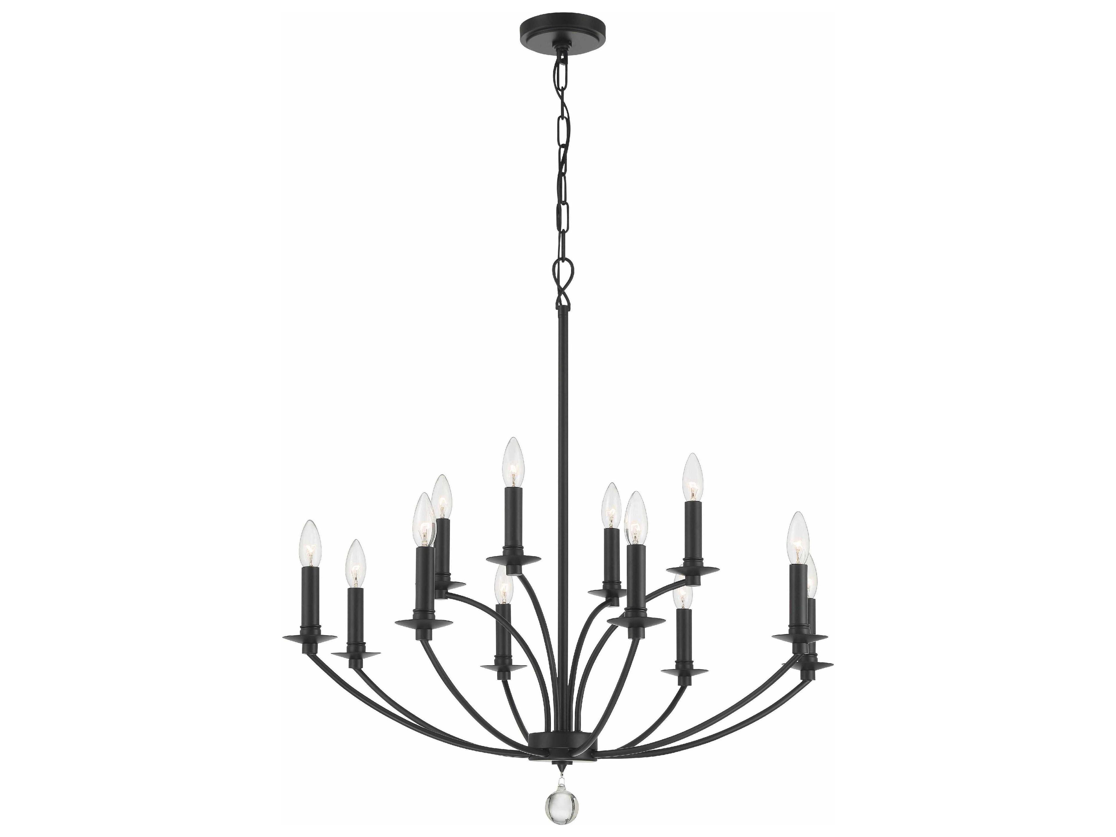 Mila 12-Light Black Candelabra Tiered Chandelier