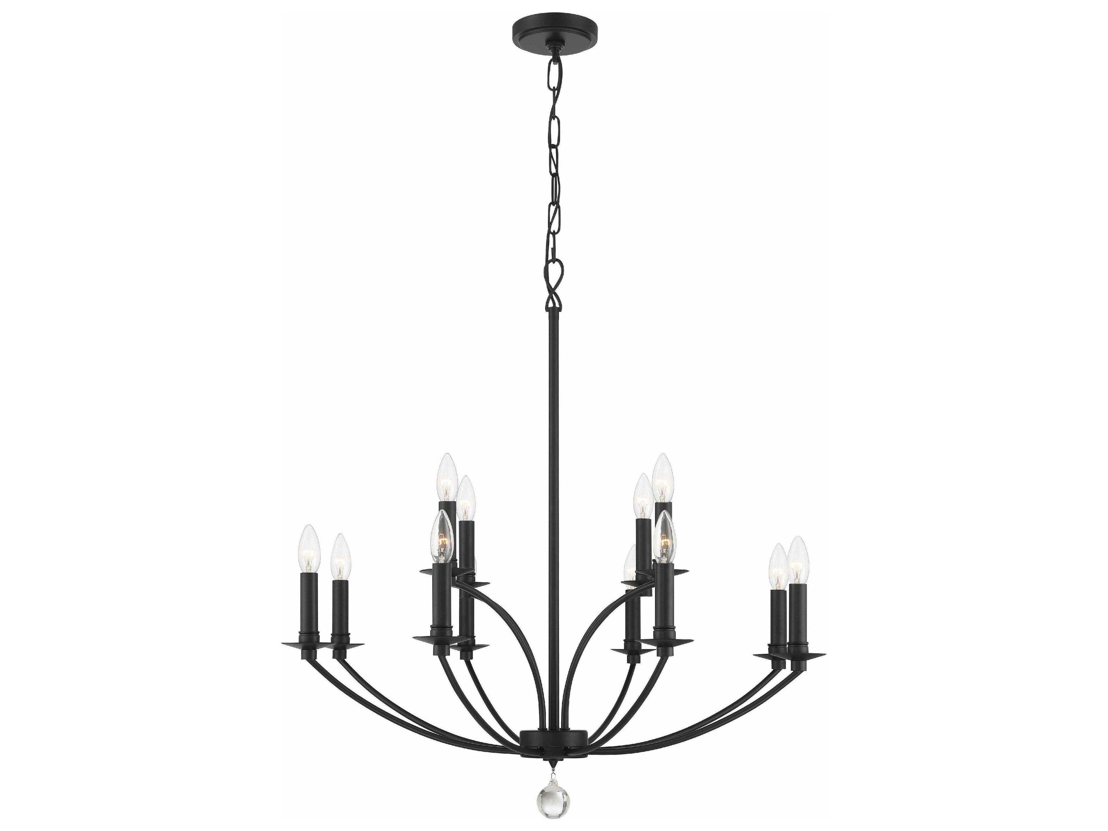 Crystorama Mila 12-Light Black Candelabra Tiered Chandelier