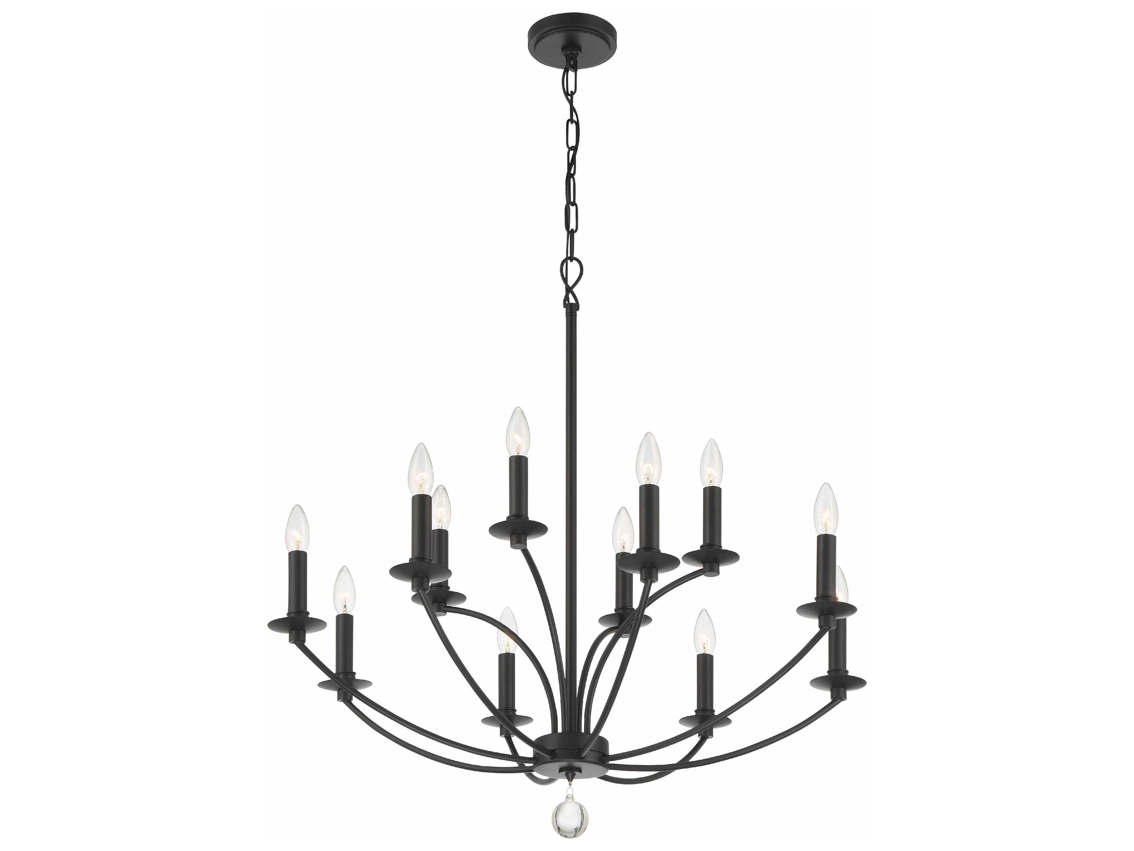 Crystorama Mila 12-Light Black Candelabra Tiered Chandelier