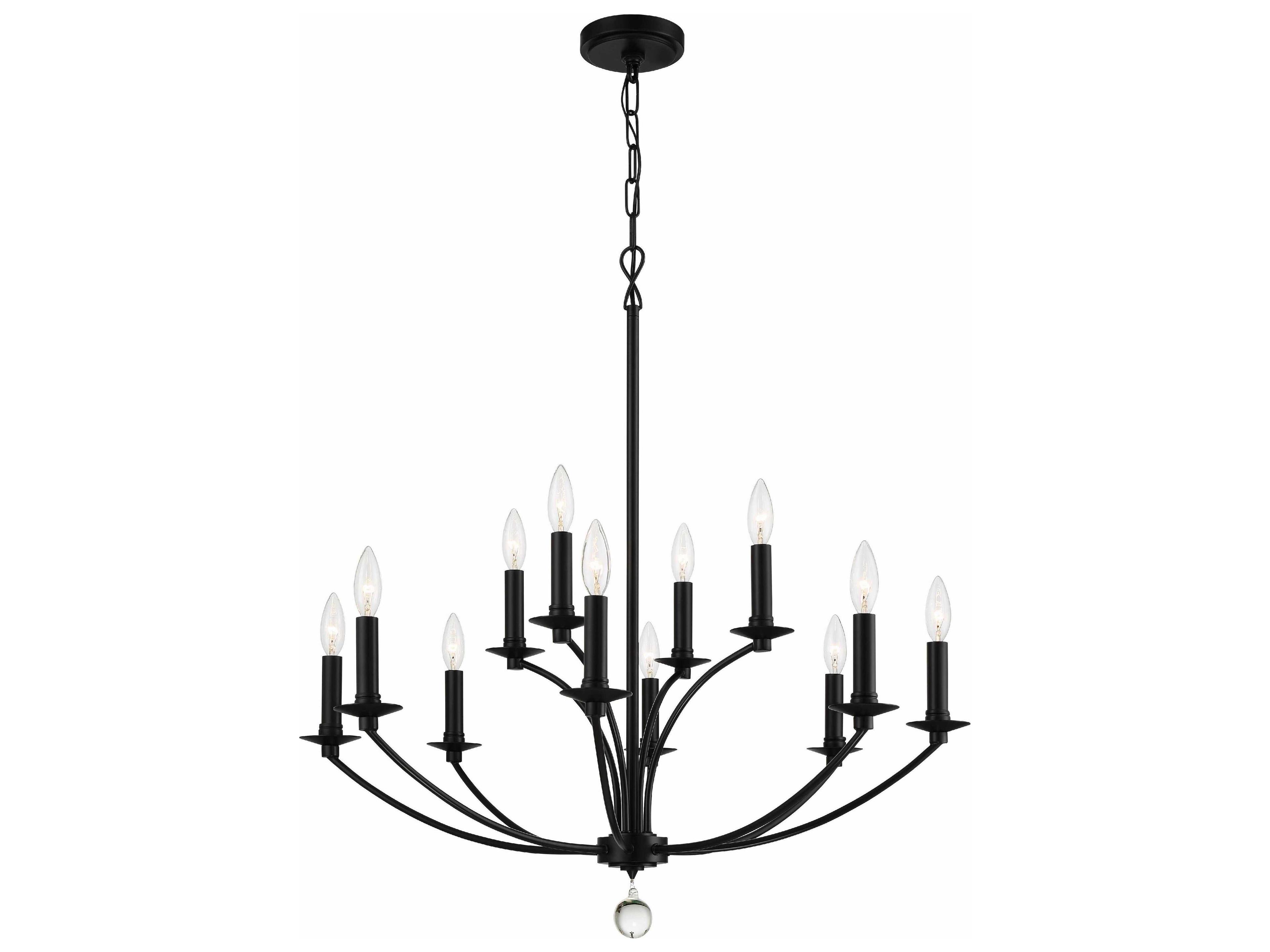 Crystorama Mila 12-Light Black Candelabra Tiered Chandelier