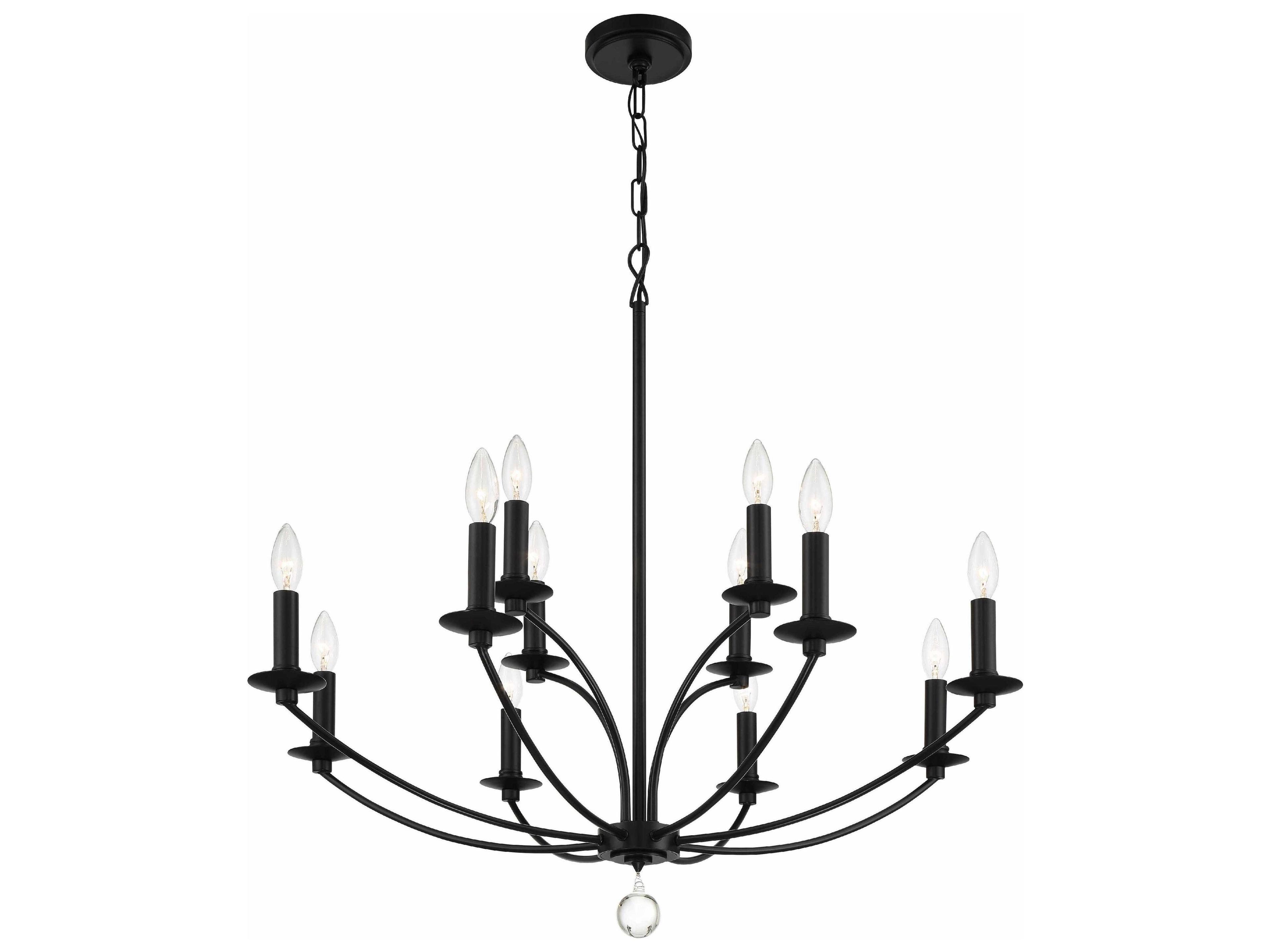 Crystorama Mila 12-Light Black Candelabra Tiered Chandelier