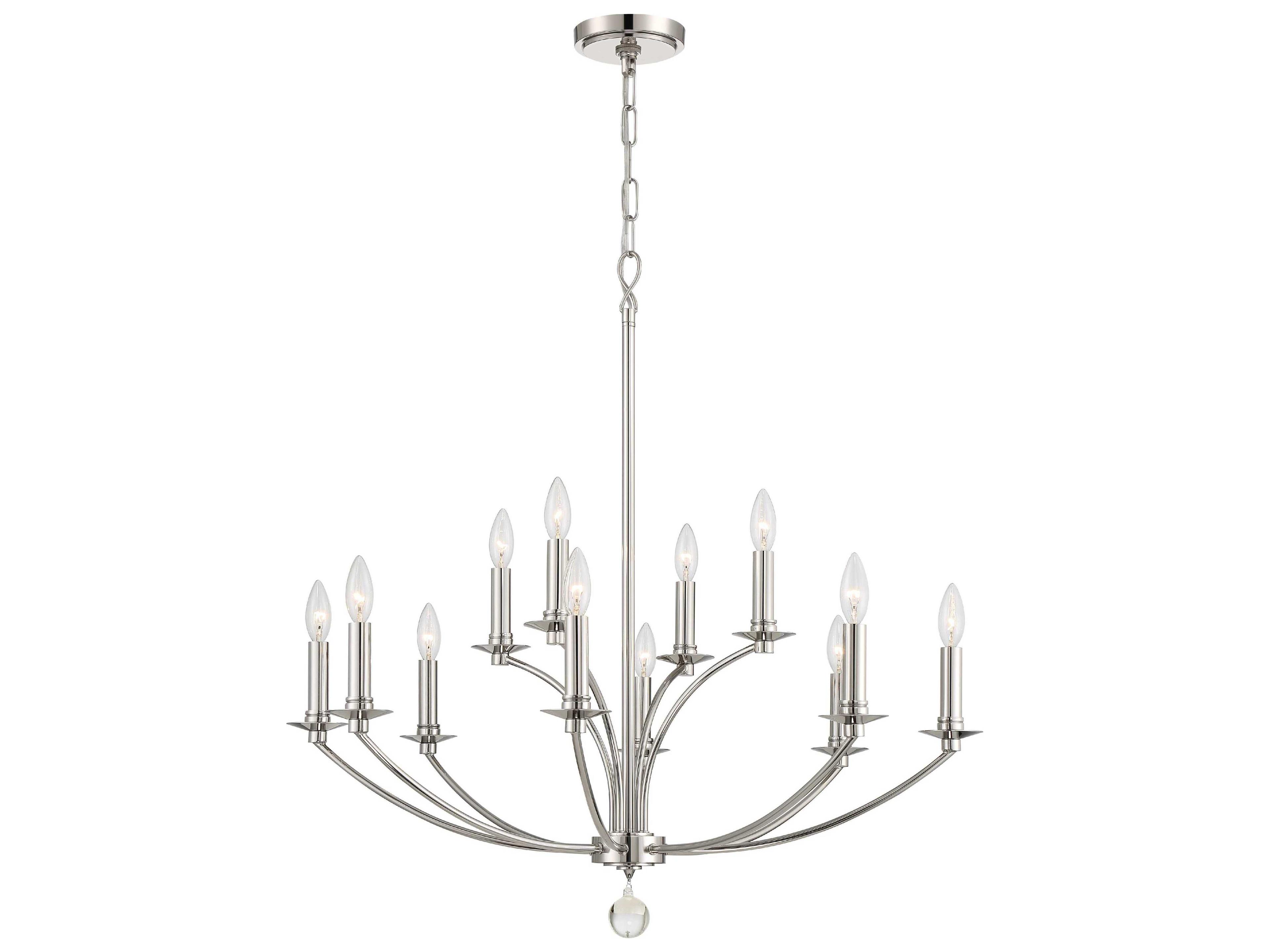 Crystorama Mila 12-Light Polished Nickel Crystal Candelabra Chandelier
