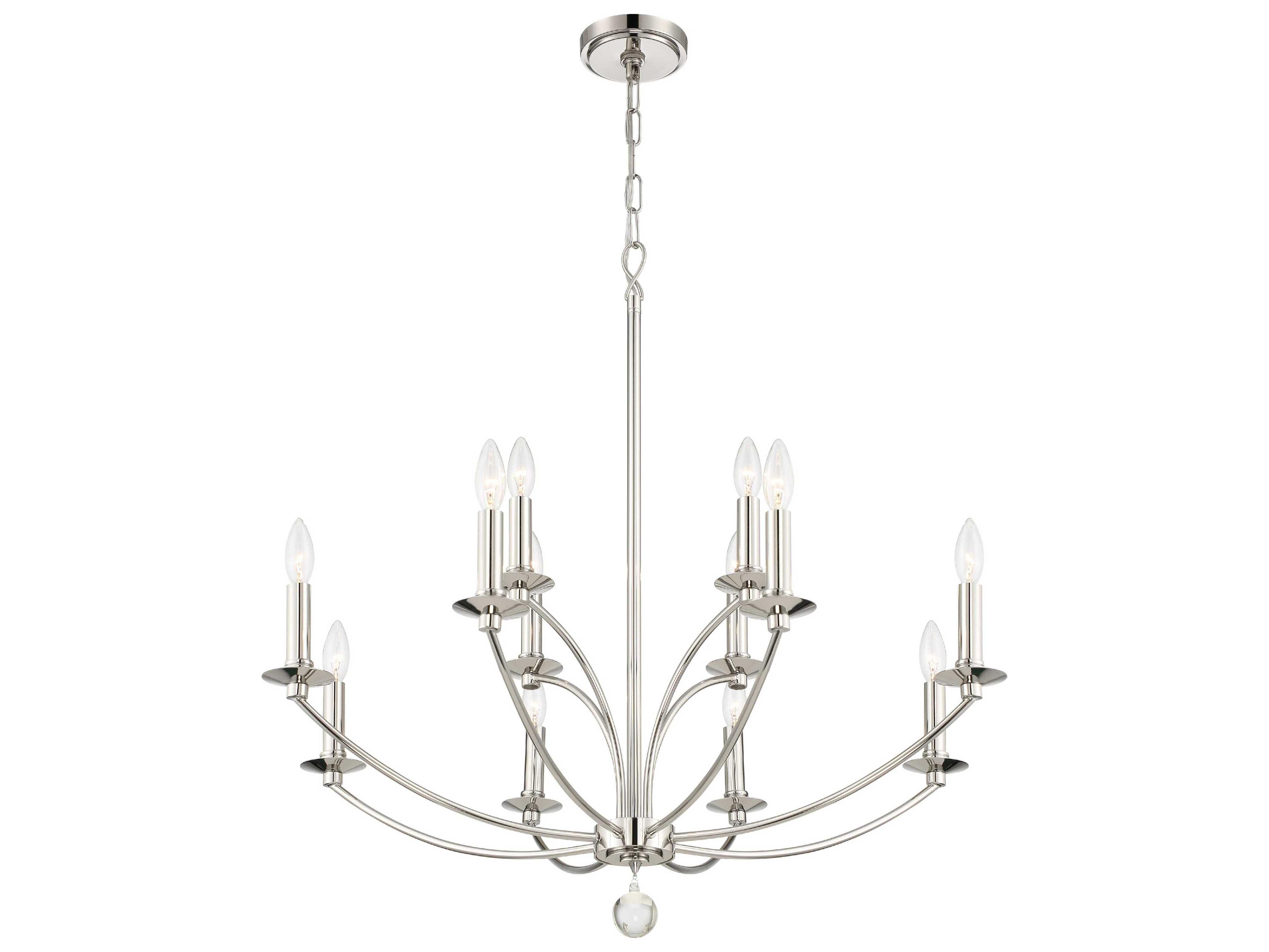 Crystorama Mila 12-Light Polished Nickel Crystal Candelabra Chandelier