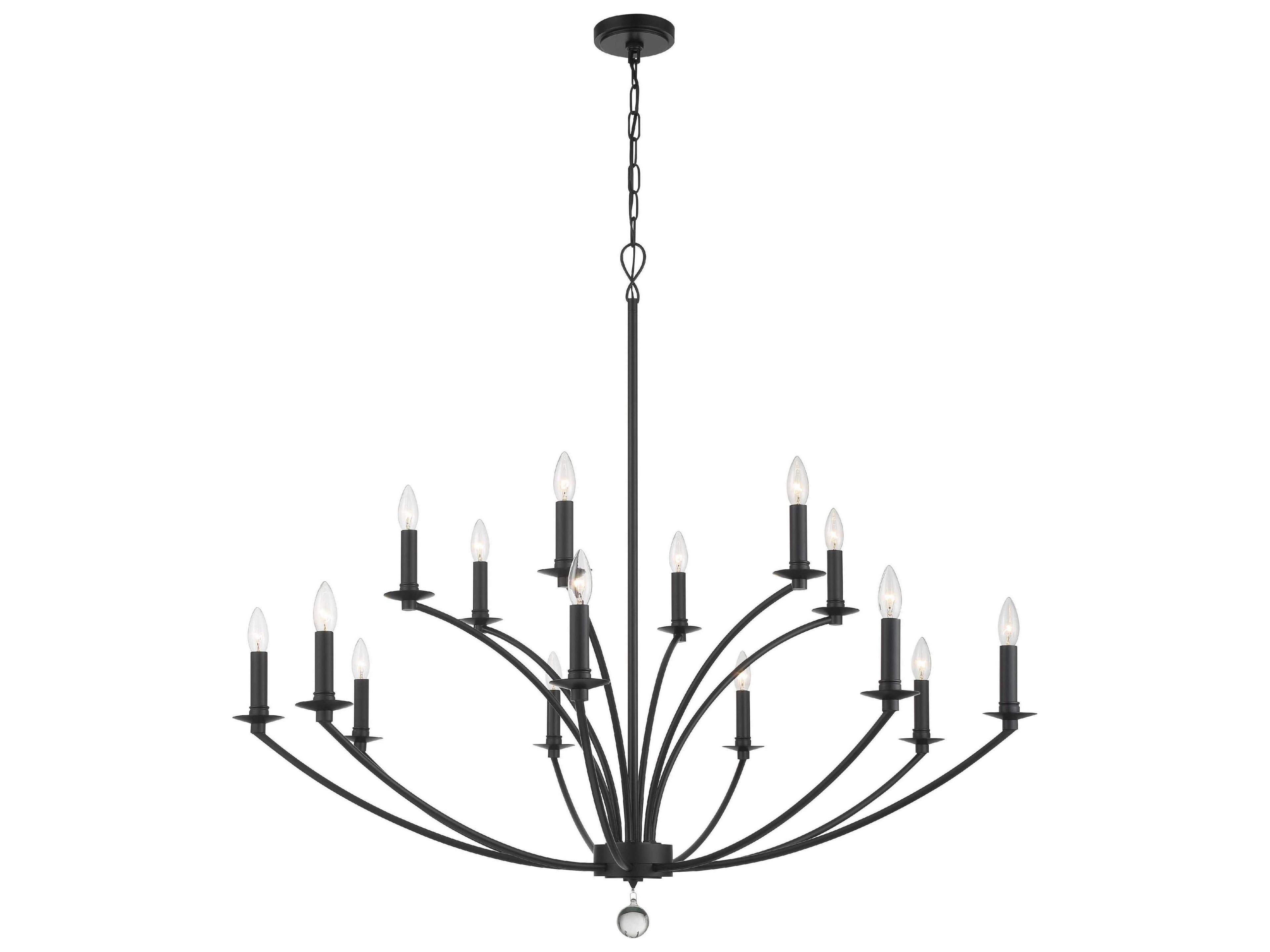 Crystorama Mila 15-Light Black Crystal Candelabra Tiered Chandelier