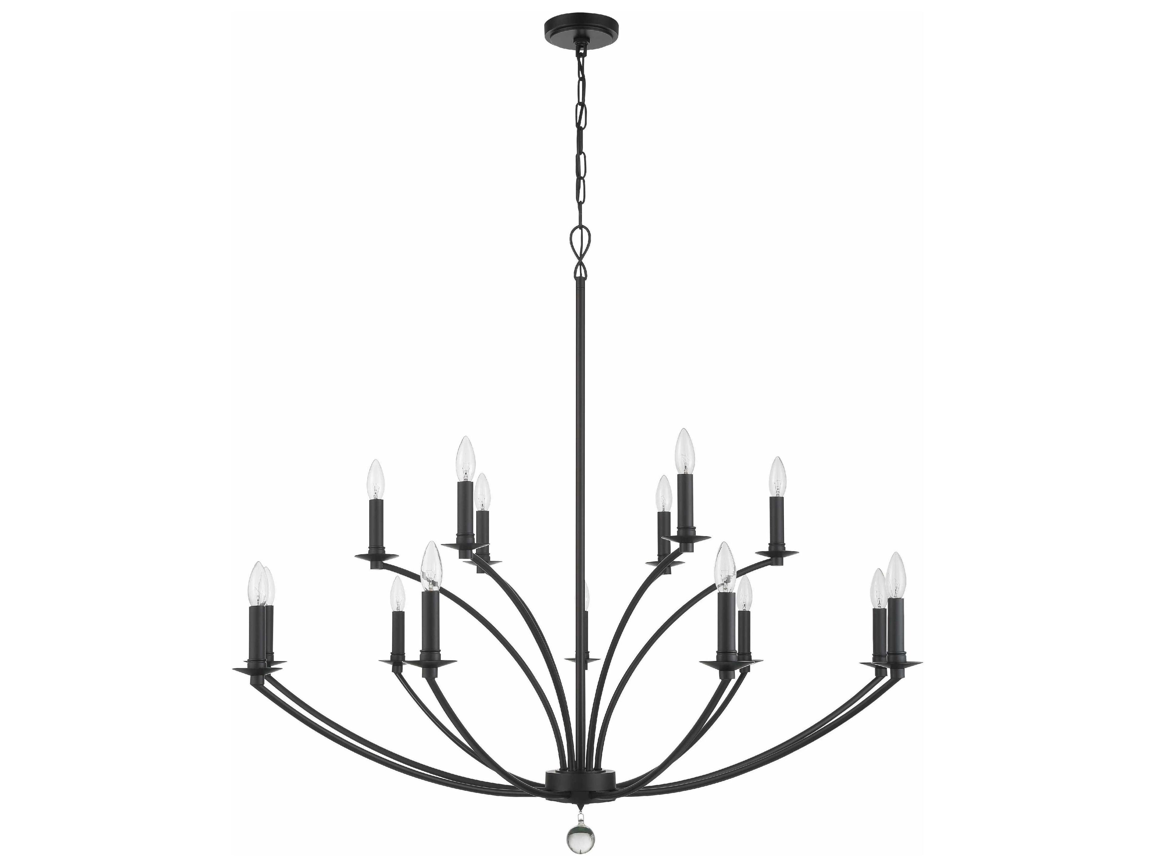 Crystorama Mila 15-Light Black Crystal Candelabra Tiered Chandelier