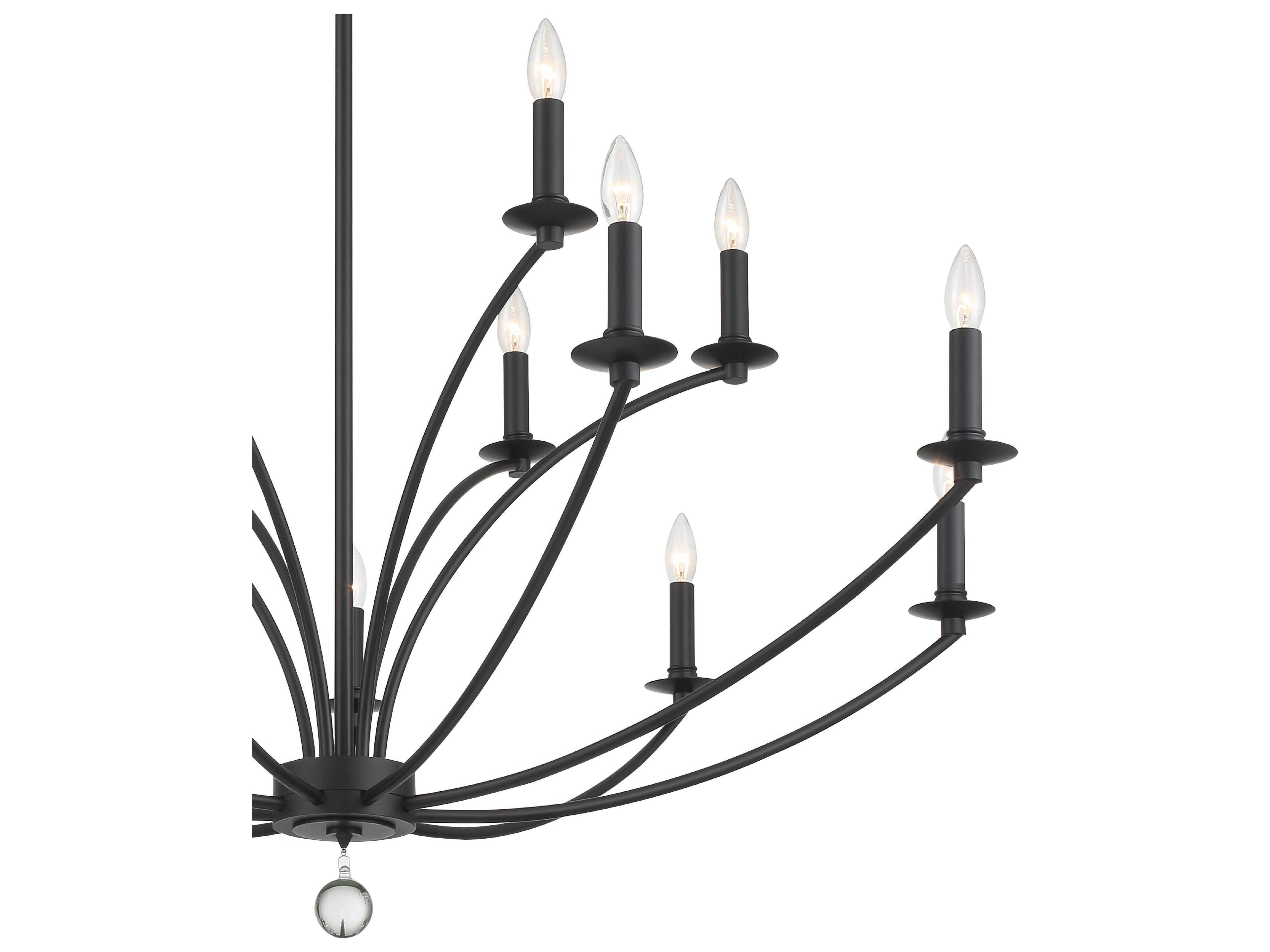Crystorama Mila 15-Light Black Crystal Candelabra Tiered Chandelier