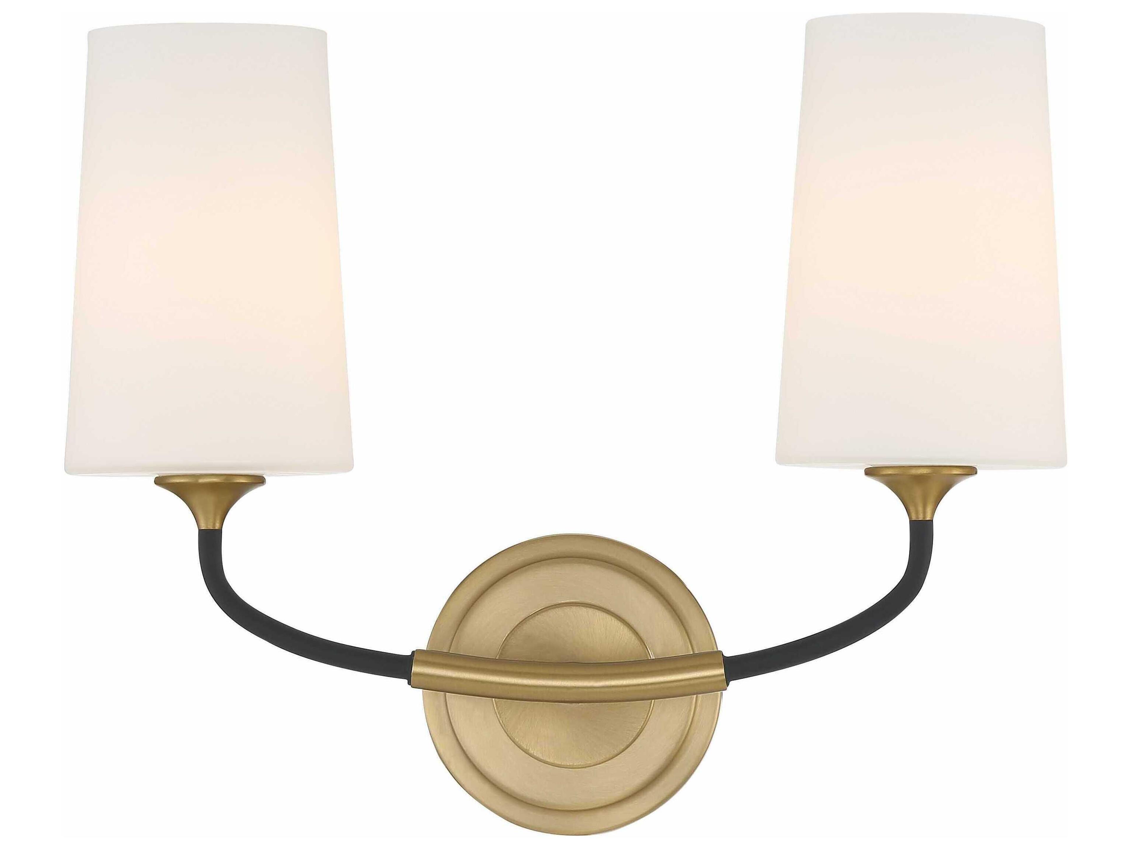 Niles 2-Light Black Forged Modern Gold Glass Vanity Light