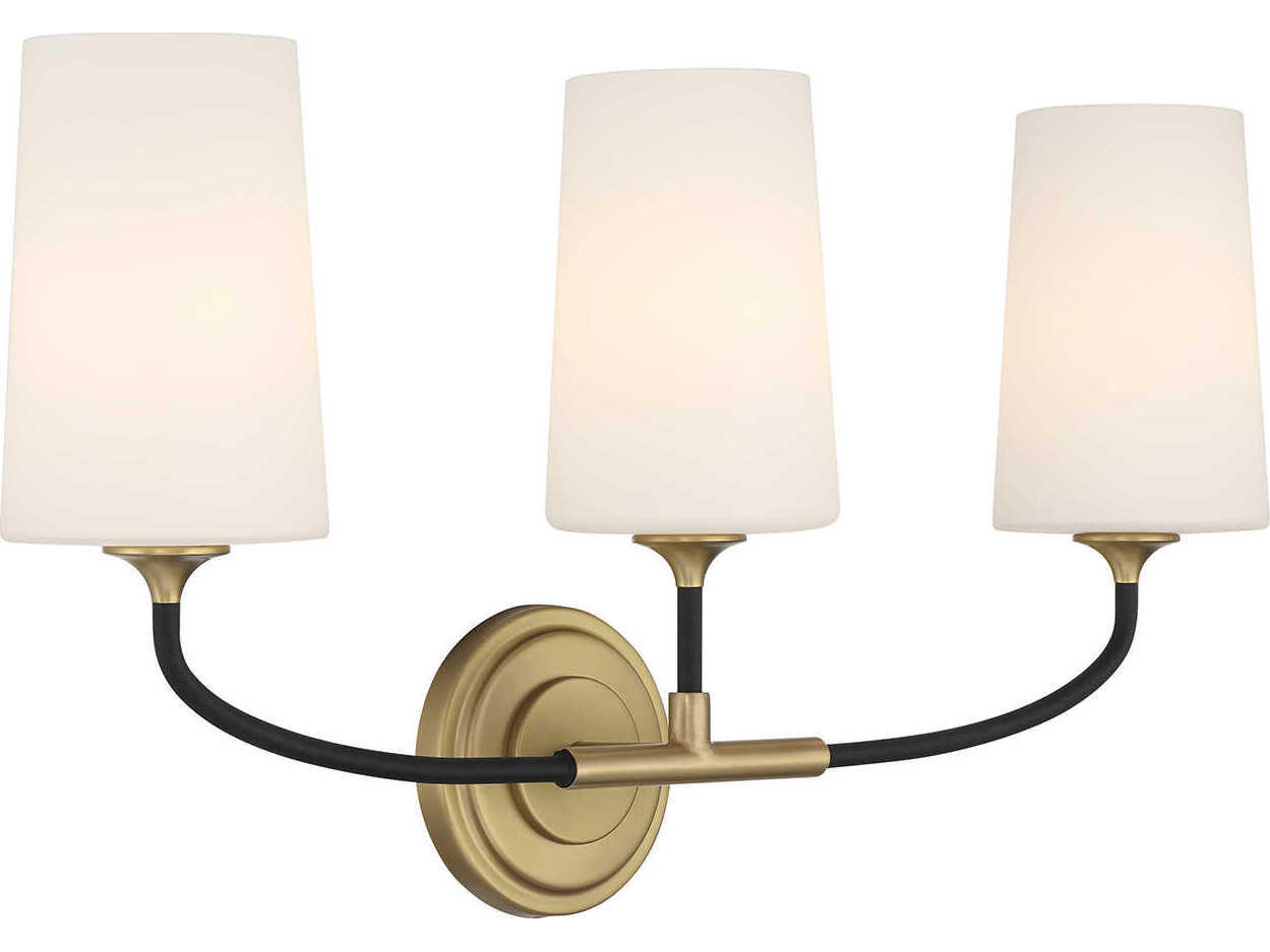 Crystorama Niles 3-Light Black Forged Modern Gold Vanity Light
