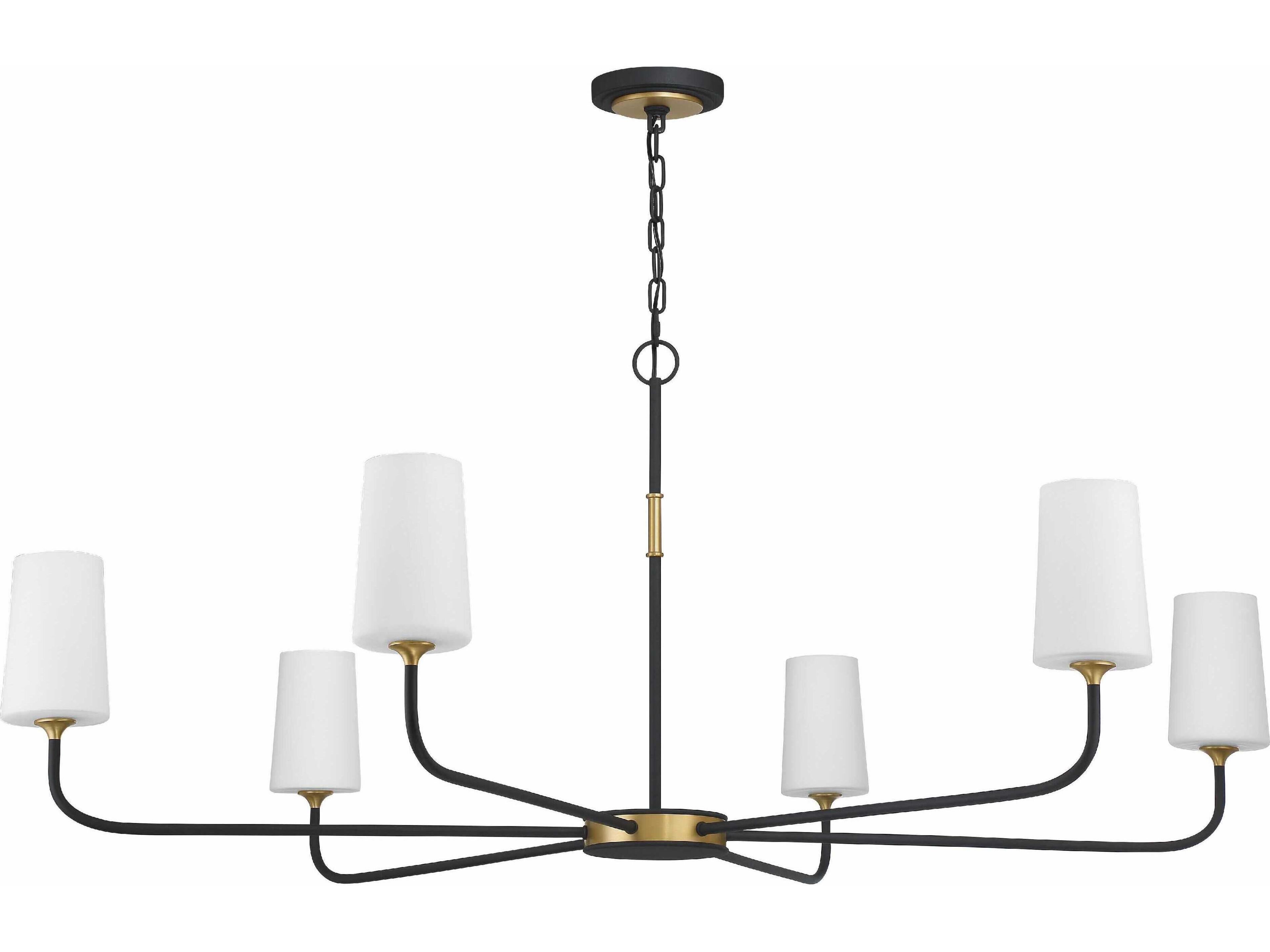 Crystorama Niles 6-Light Black Forged Modern Gold Glass Candelabra Cylinder Chandelier