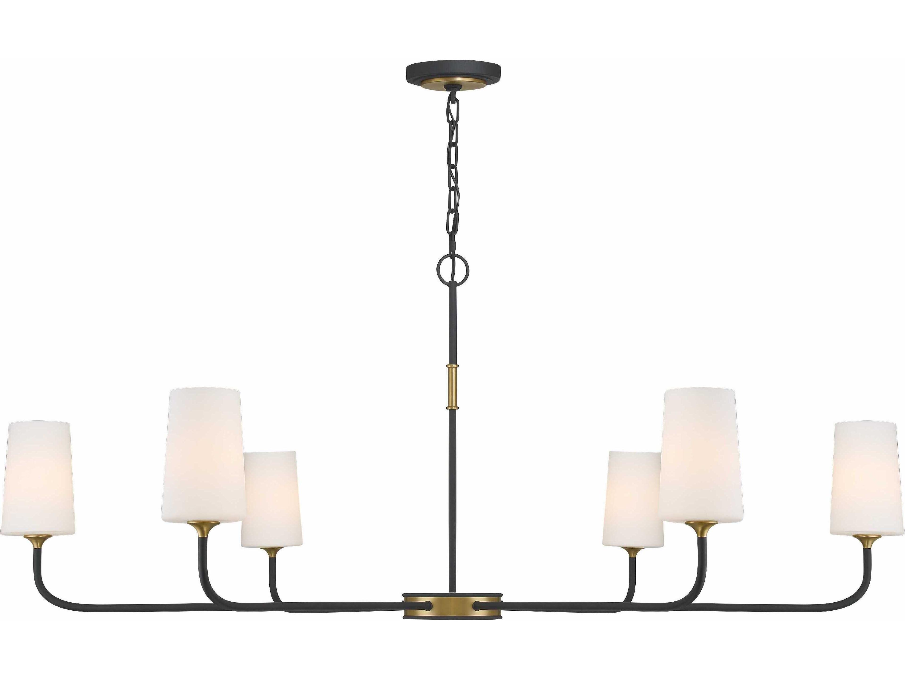 Crystorama Niles 6-Light Black Forged Modern Gold Glass Candelabra Cylinder Chandelier