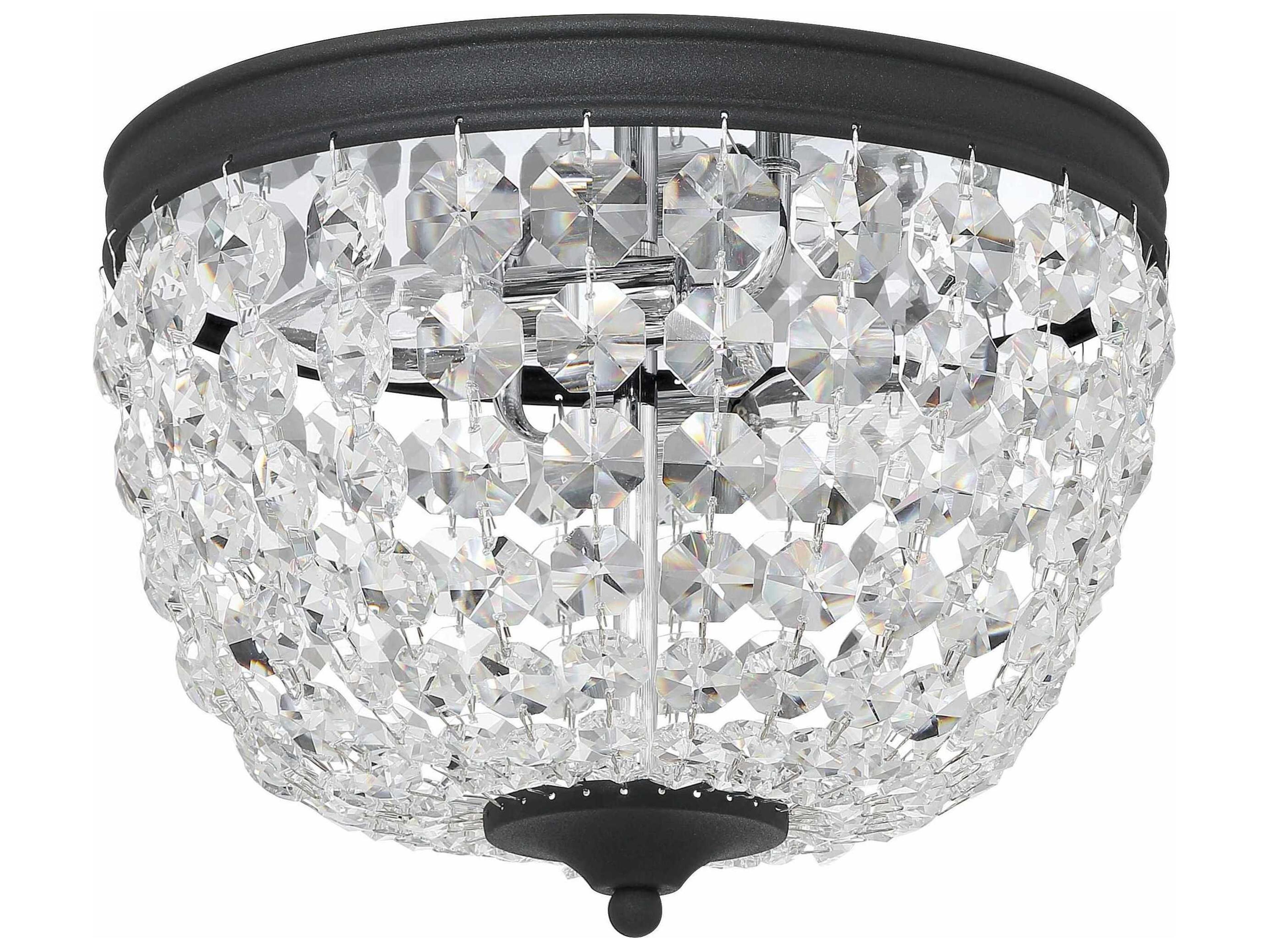 Crystorama Nola 2-Light Black Forged Crystal Glass Bowl Flush Mount