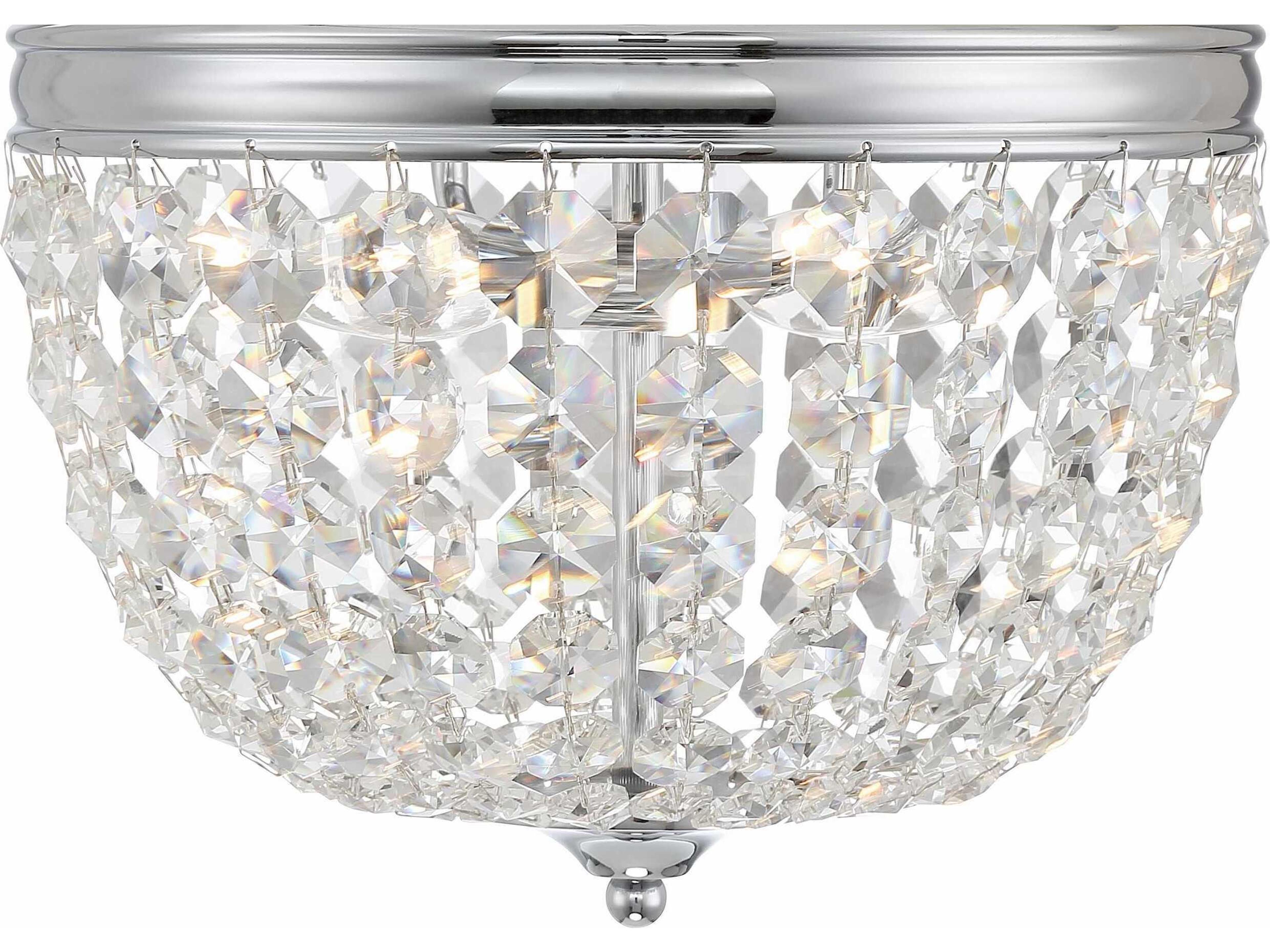 Nola 2-Light Polished Chrome Crystal Glass Bowl Flush Mount