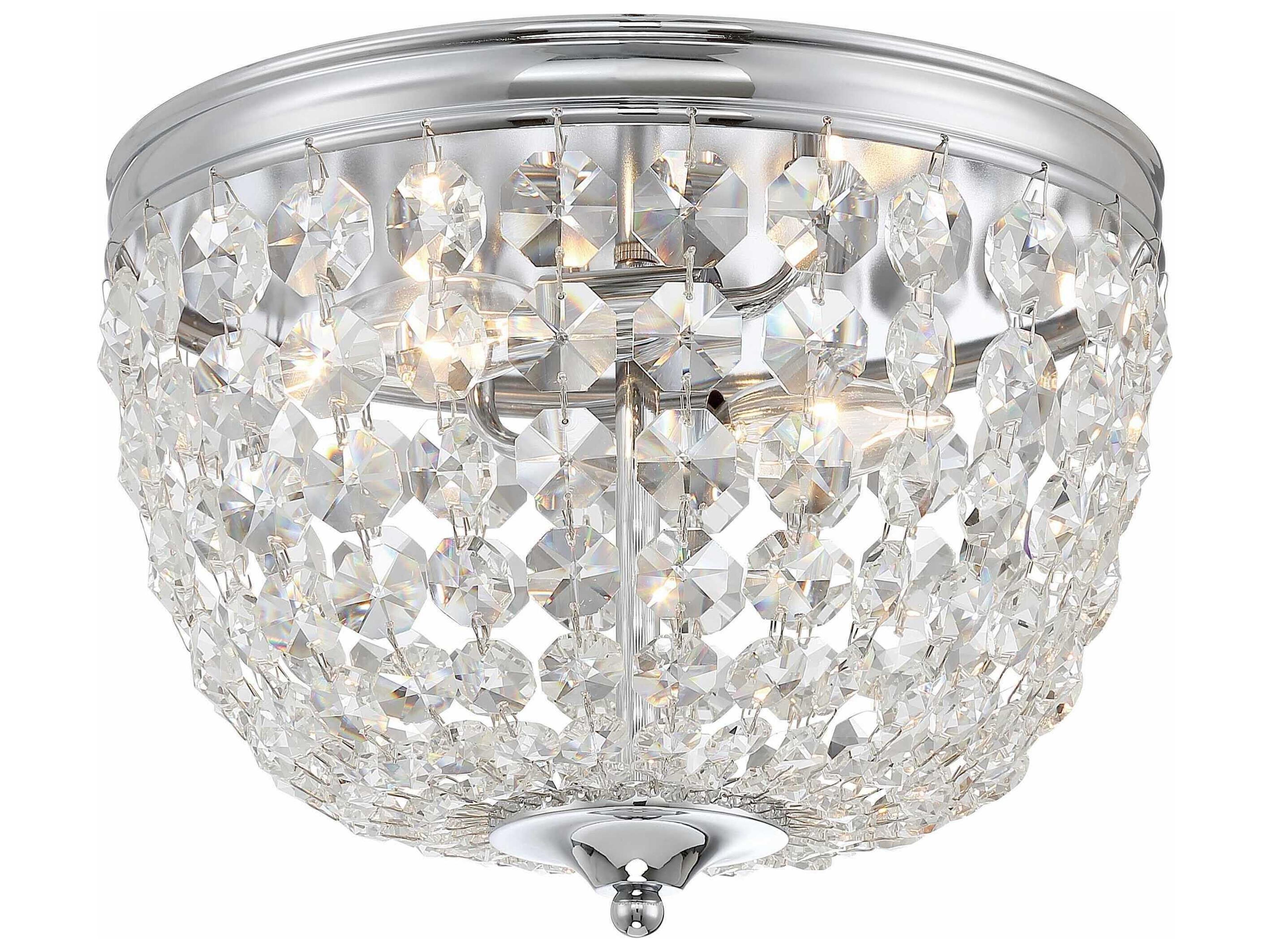 Crystorama Nola 2-Light Polished Chrome Crystal Glass Bowl Flush Mount