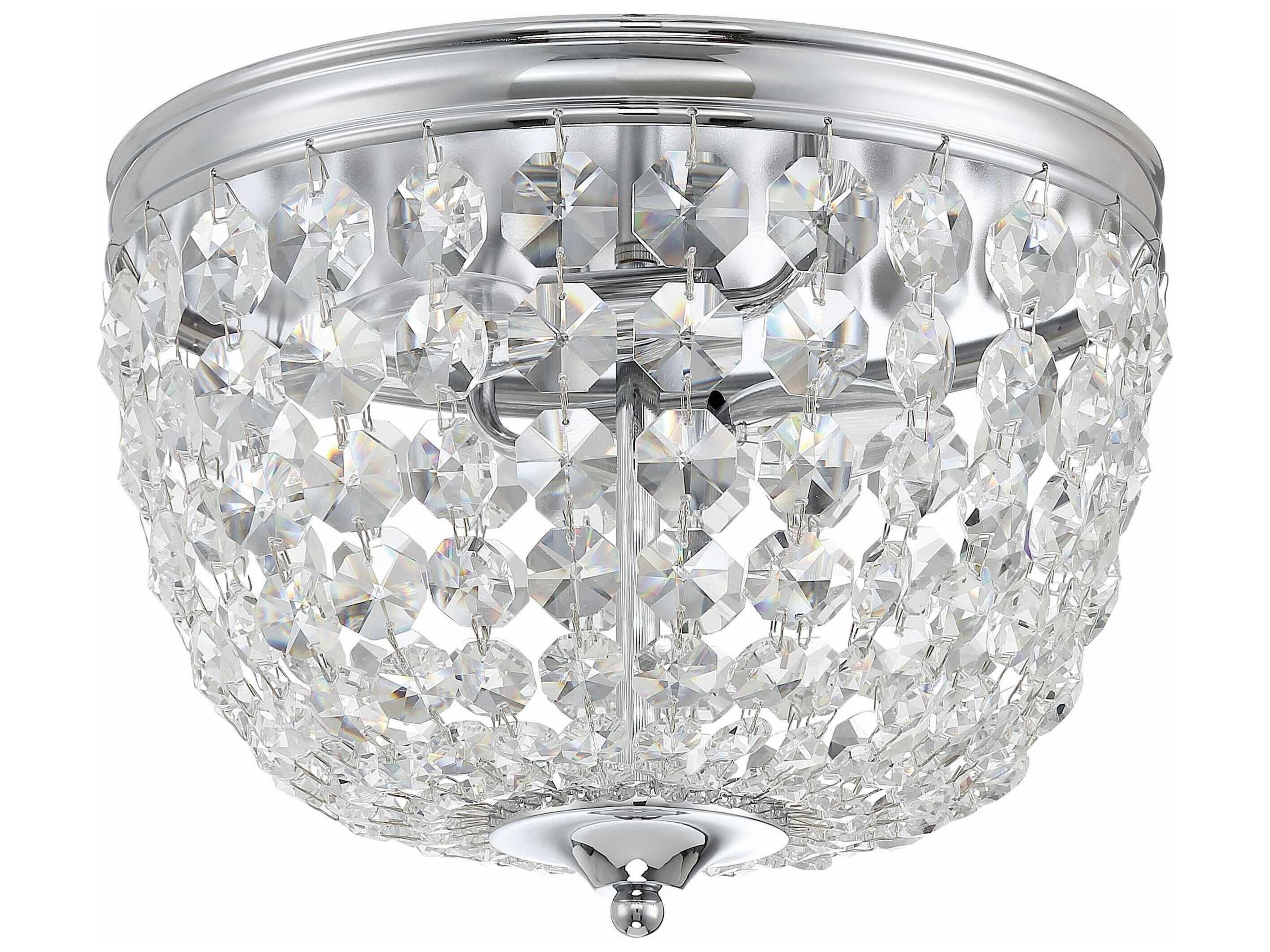 Crystorama Nola 2-Light Polished Chrome Crystal Glass Bowl Flush Mount