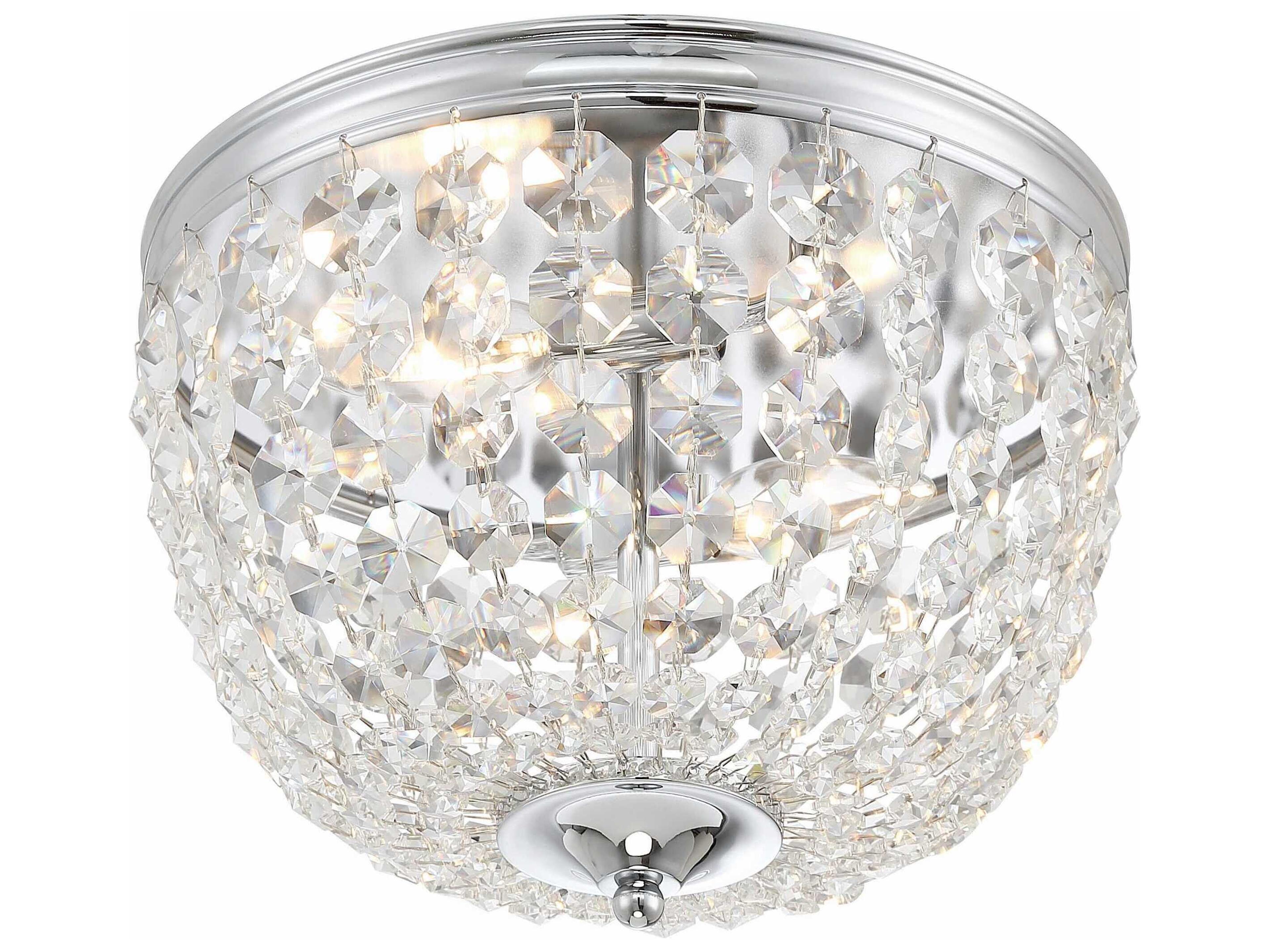 Crystorama Nola 2-Light Polished Chrome Crystal Glass Bowl Flush Mount