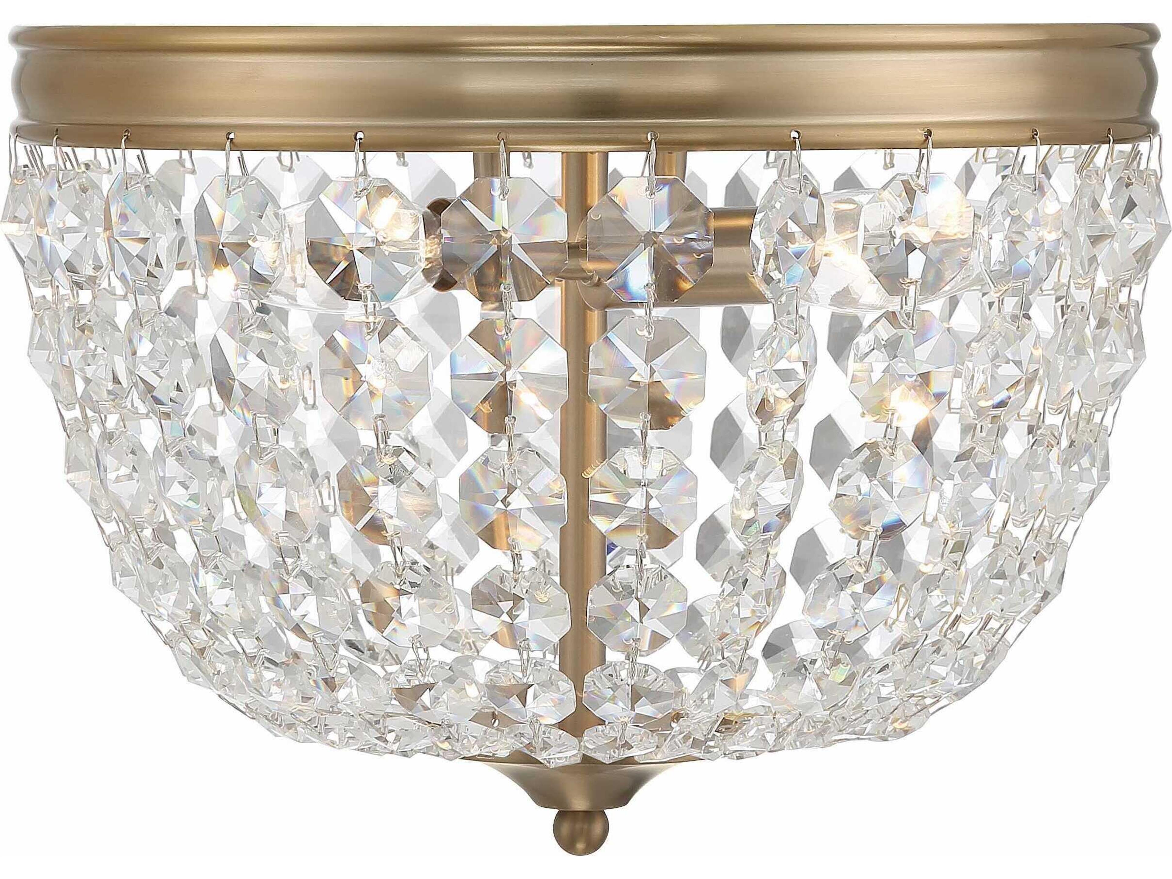 Nola 2-Light Vibrant Gold Crystal Glass Bowl Flush Mount