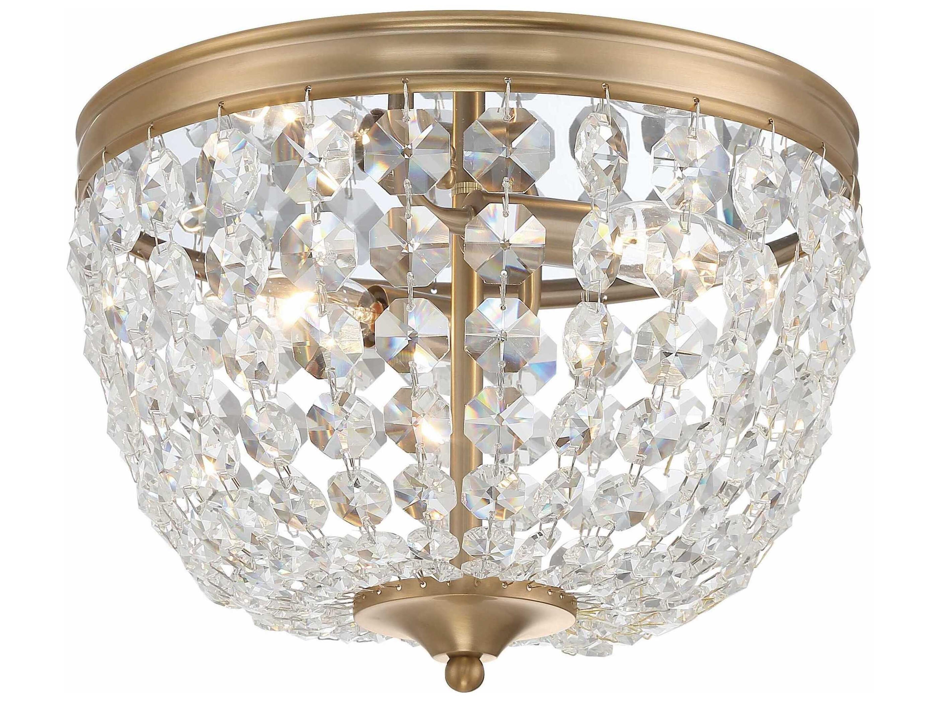 Crystorama Nola 2-Light Vibrant Gold Crystal Glass Bowl Flush Mount
