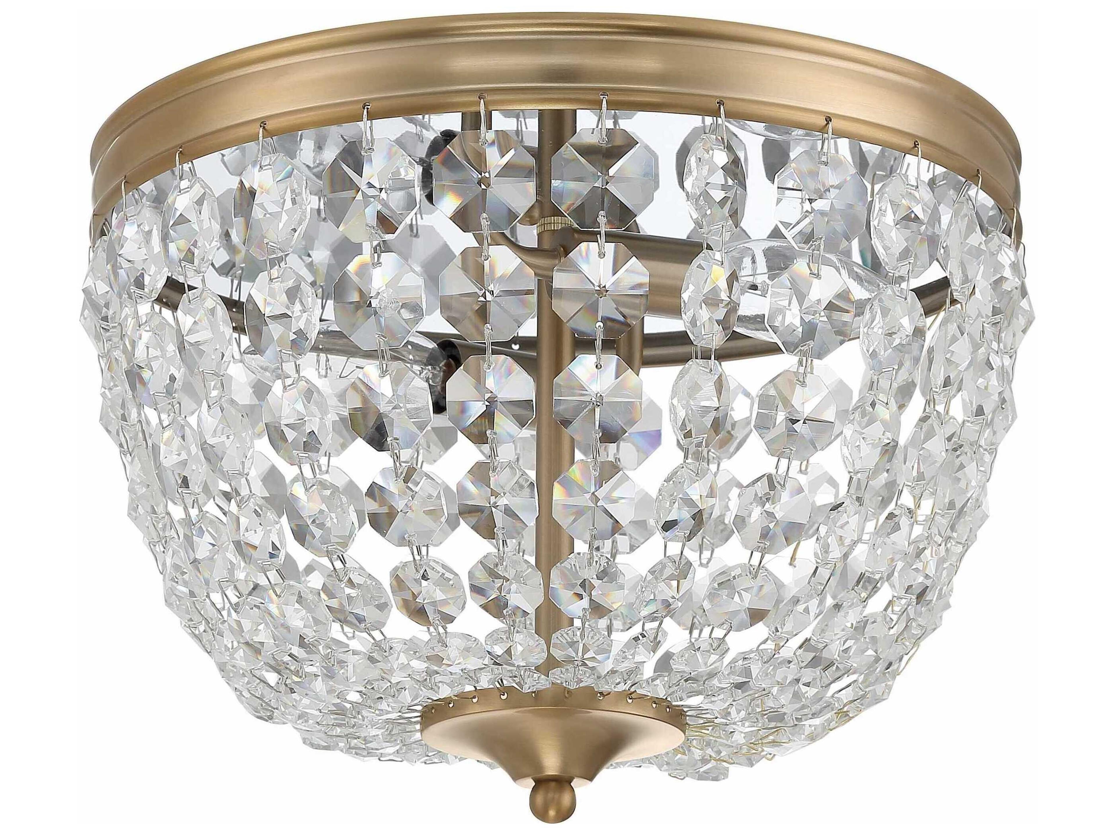 Crystorama Nola 2-Light Vibrant Gold Crystal Glass Bowl Flush Mount